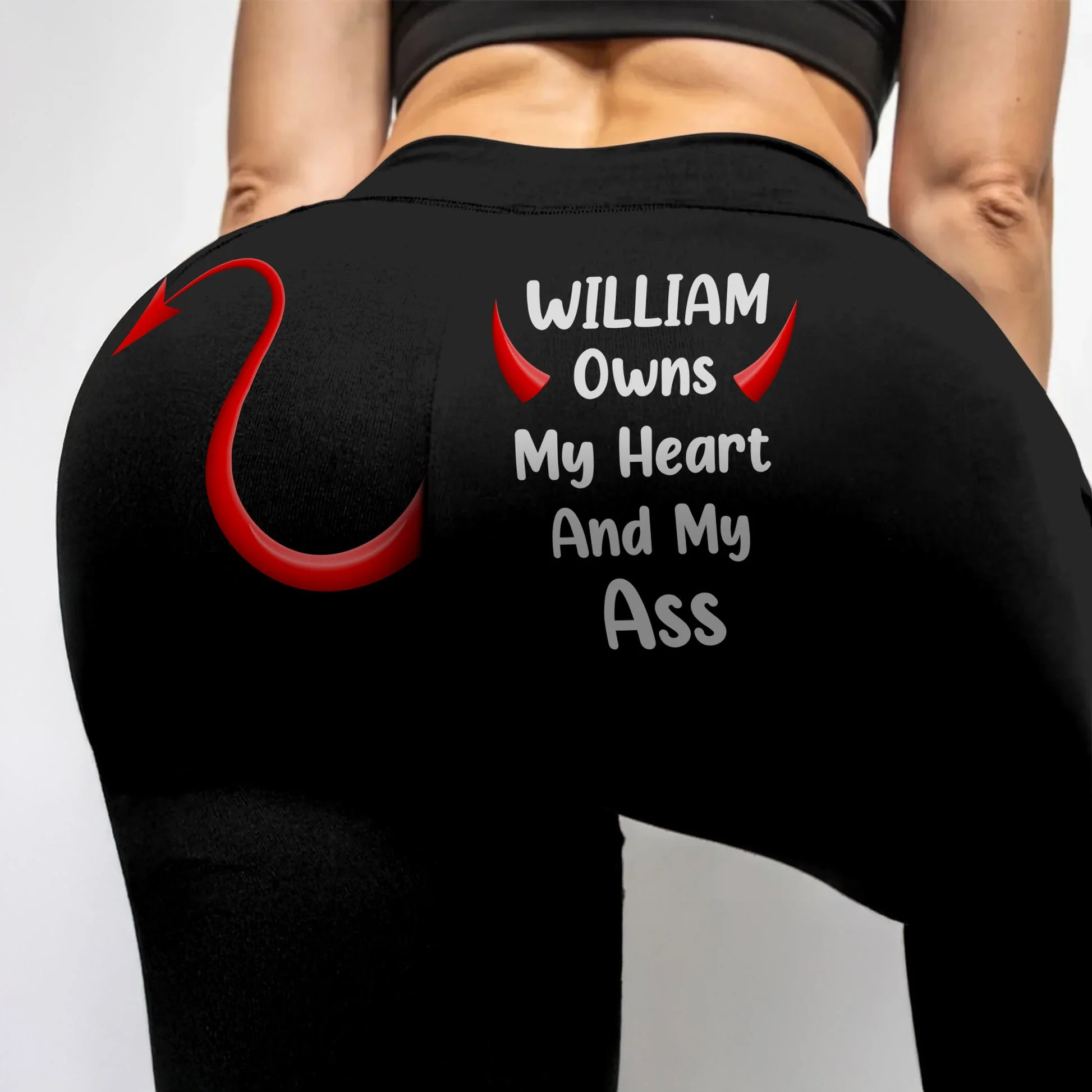 My Husband / Boyfriend Owns My Heart And My Ass - Personalized Leggings - Naughty Gift For Wife, Girlfriend NL122 - Image 2