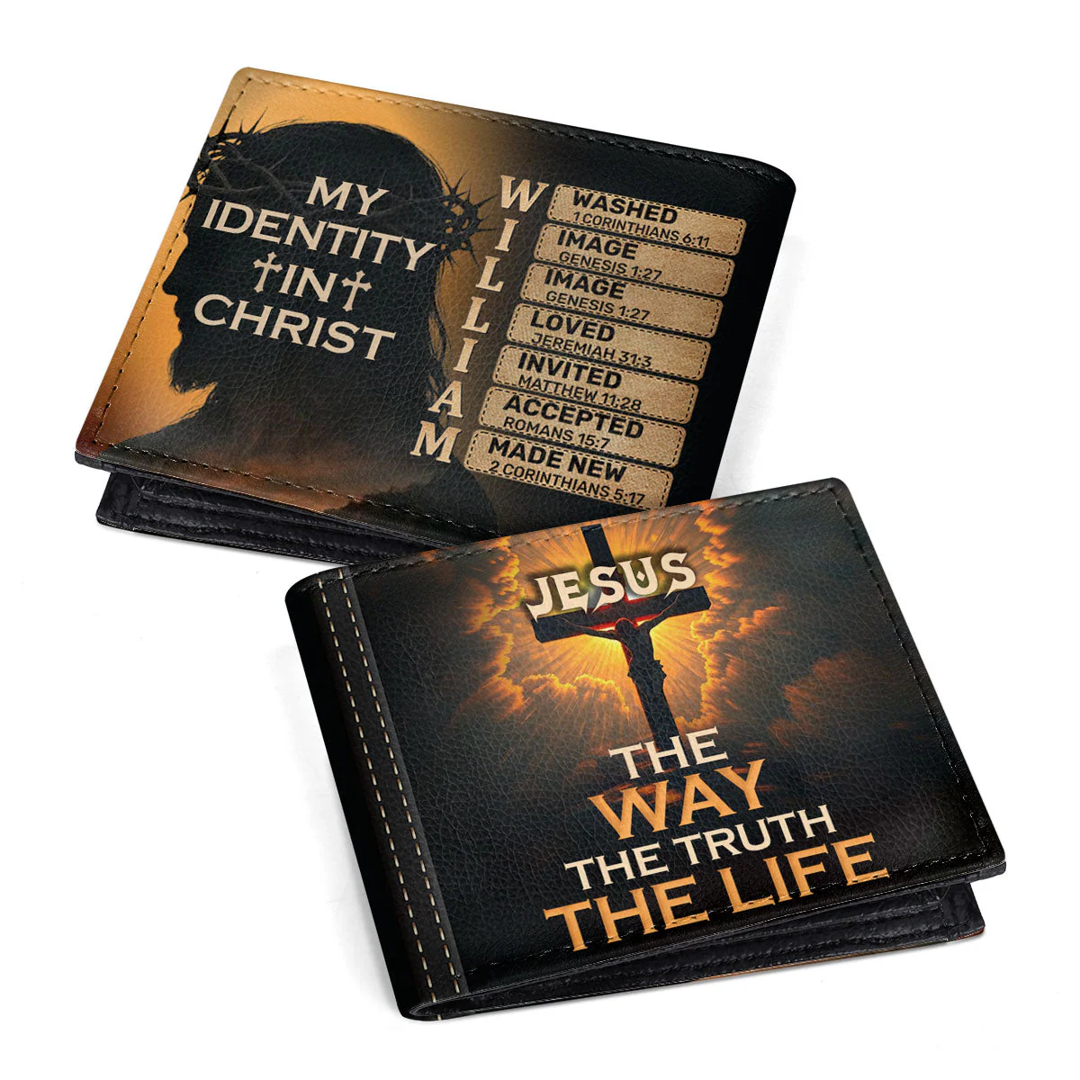 My Identity In Christ - Personalized Leather Folded Wallet TD118