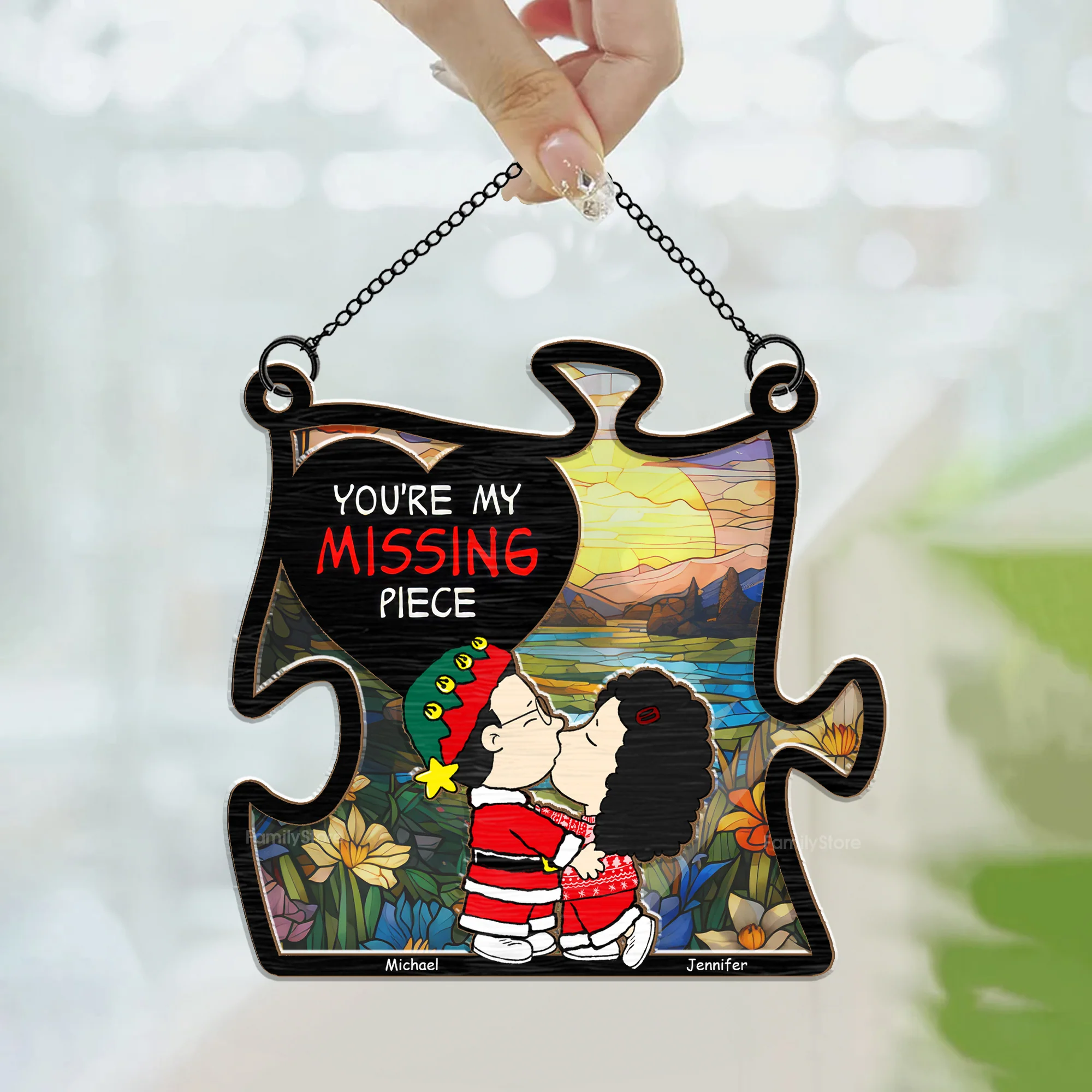 My Missing Piece - Personalized Window Hanging Window Hanging Suncatcher Ornament - Gift For Couple, Husband Wife, Anniversary Gift - CL45 NA94 - Image 3