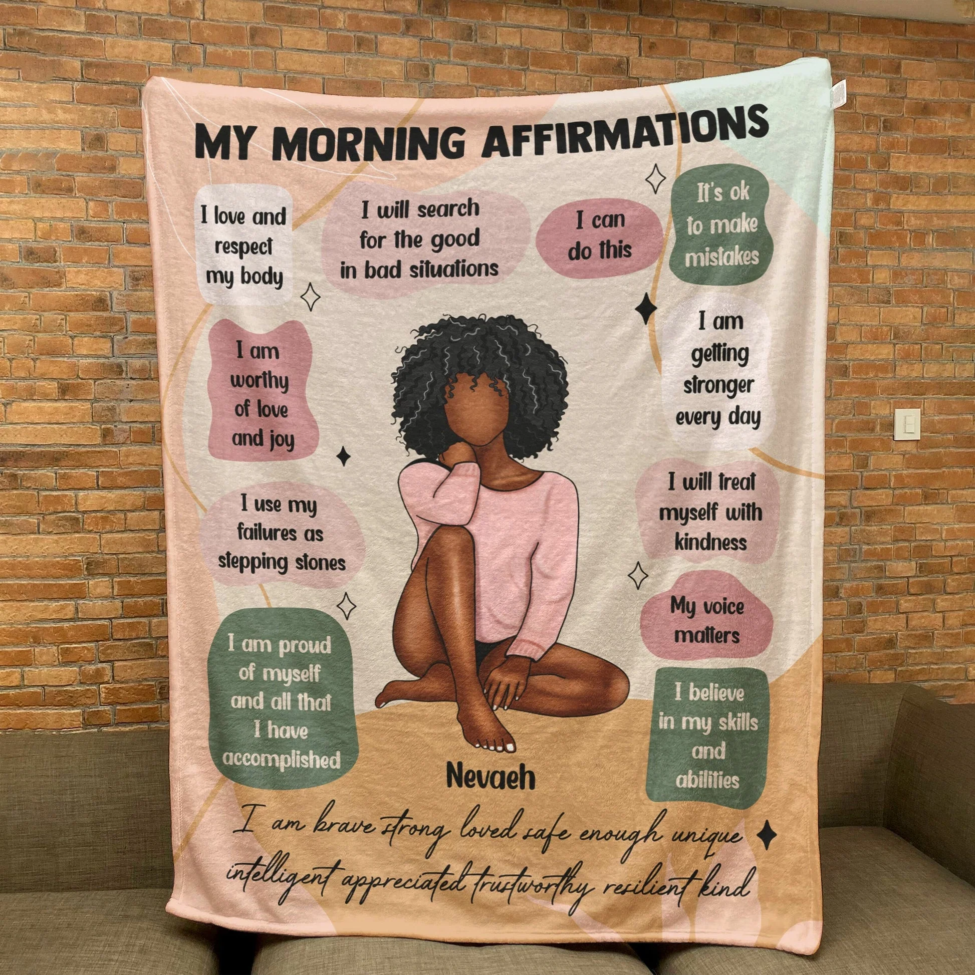 My Morning Affirmations - Personalized Blanket - Gift For Black Girls, Black Women | CLGOD02 HD95