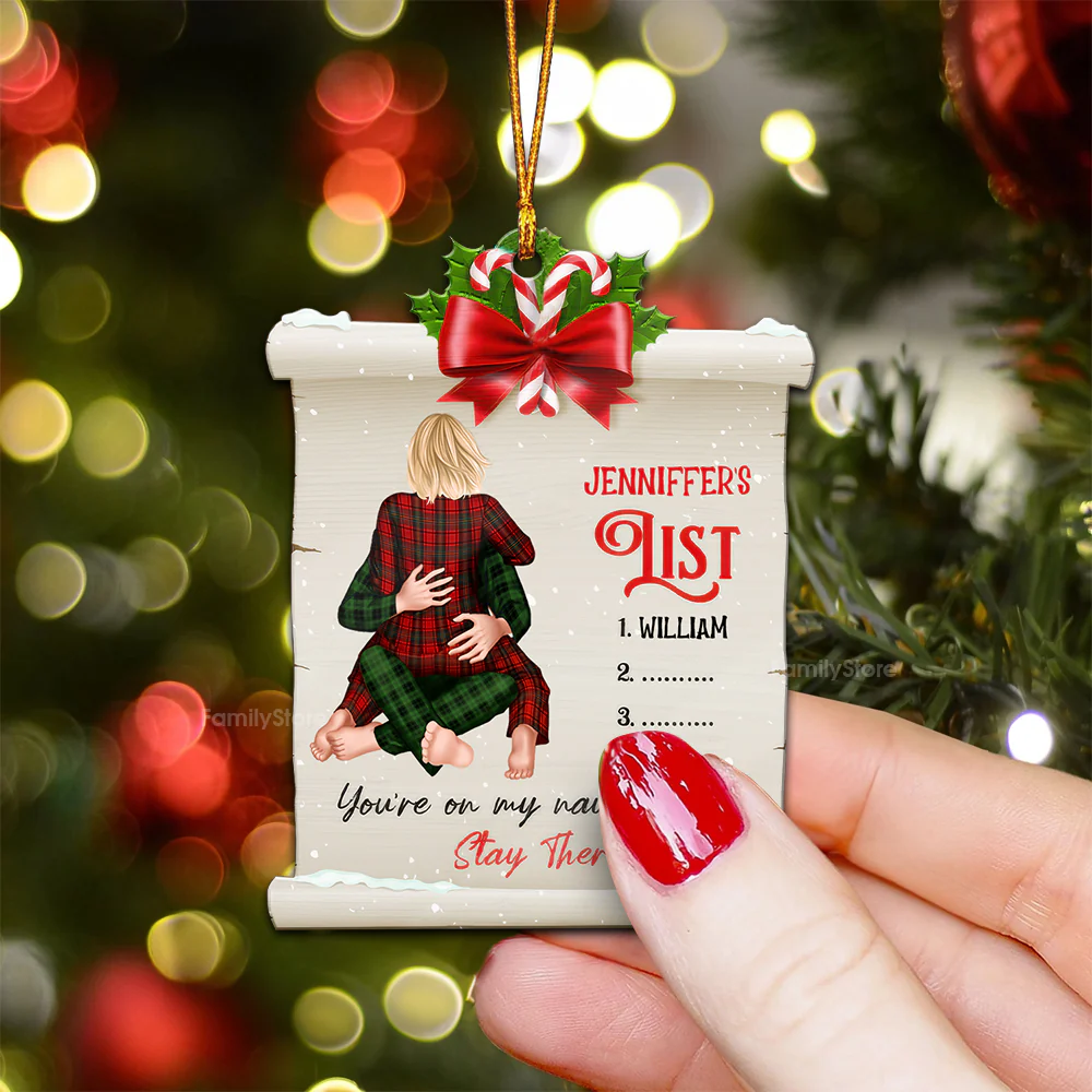 My Naughty List - Gift for Couples - Personalized Wood Ornament - CL28 NH96 - Image 3