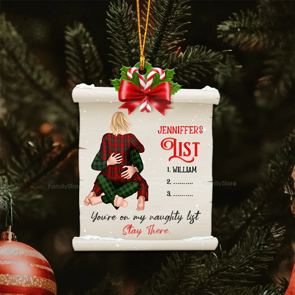 My Naughty List - Gift for Couples - Personalized Wood Ornament - CL28 NH96 - Image 4