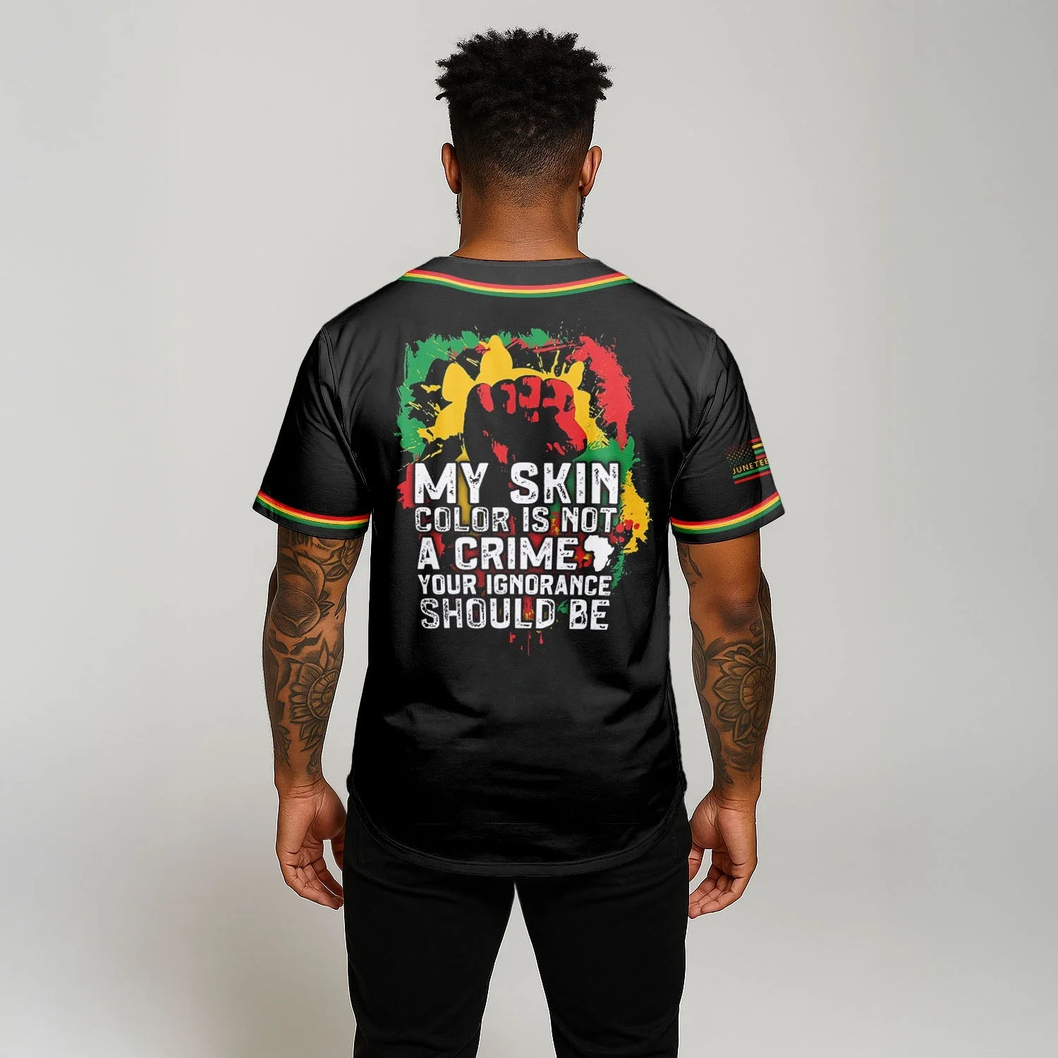 My Skin Color Is Not A Crime - African American Baseball Jersey - Gift for Black Dad, Grandpa, Husband - Image 4