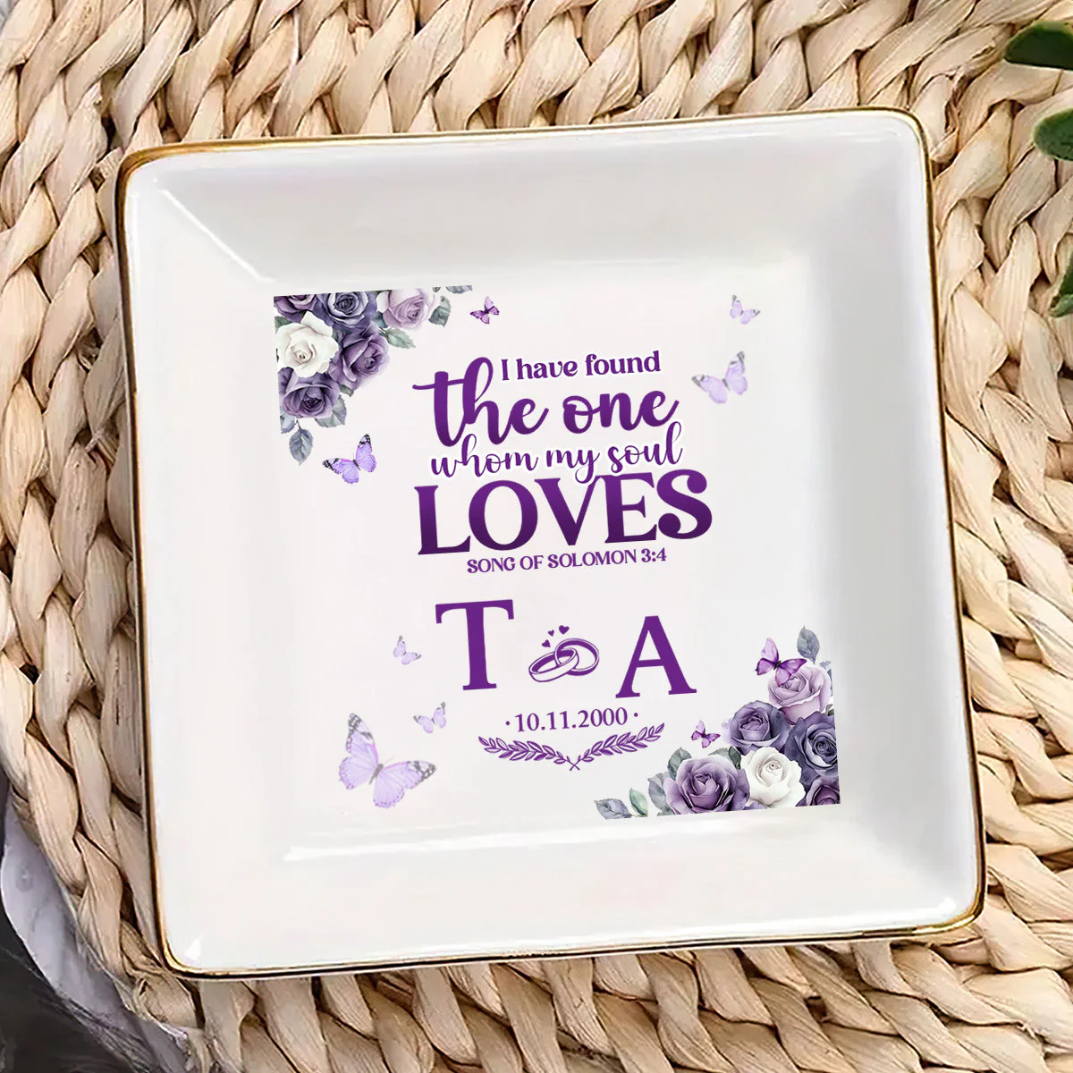 My Soul Loves Song Of Solomon 3:4 - Personalized Jewelry Dish - Gift For Wife, Anniversary, Engagement, Wedding, Marriage Gift - NA94 - Image 3