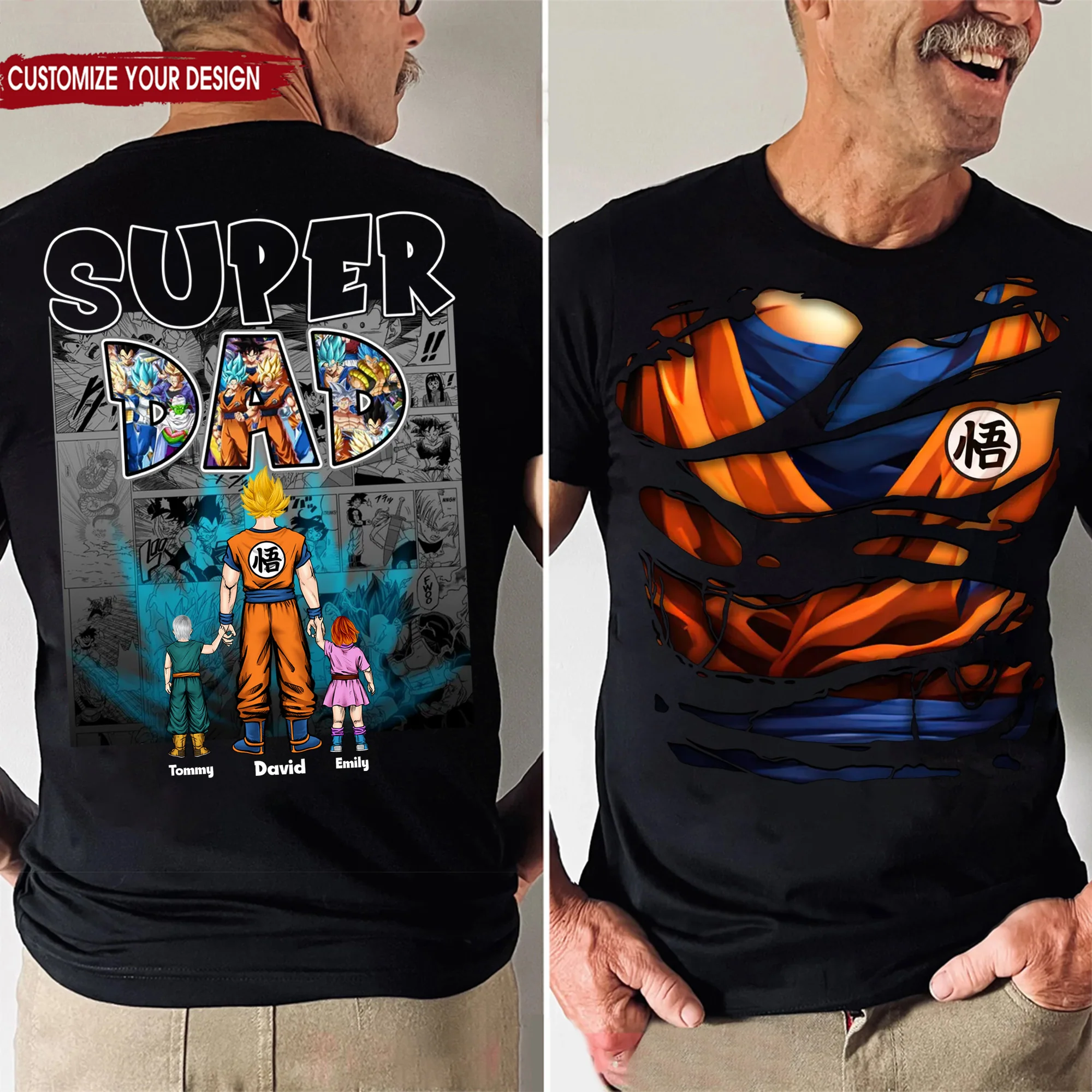 My Super Saiyan Dad Comic Version Dragon Ball - Gift For Dad, Father's Day - Personalized Tshirt 2 Side CL03 - Image 2