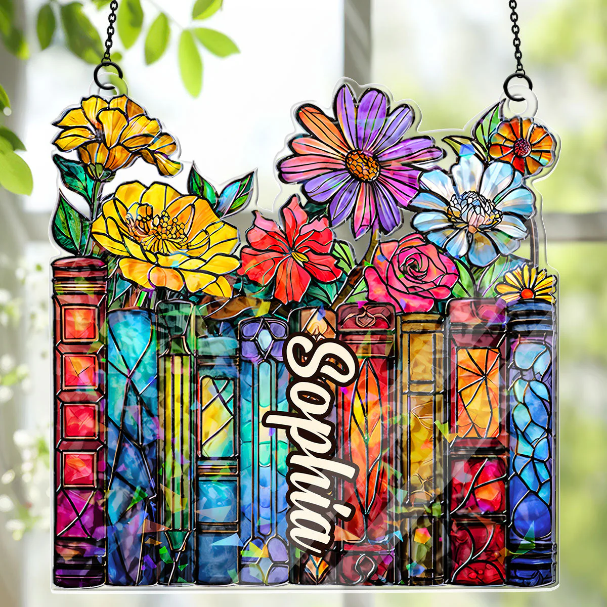 My Vintage Book Garden - Personalized Acrylic Suncatcher - Gift For Her, Book Lovers HH01