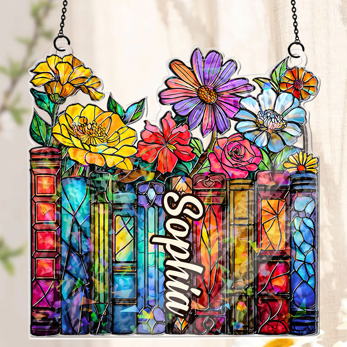 My Vintage Book Garden - Personalized Acrylic Suncatcher - Gift For Her, Book Lovers HH01 - Image 3
