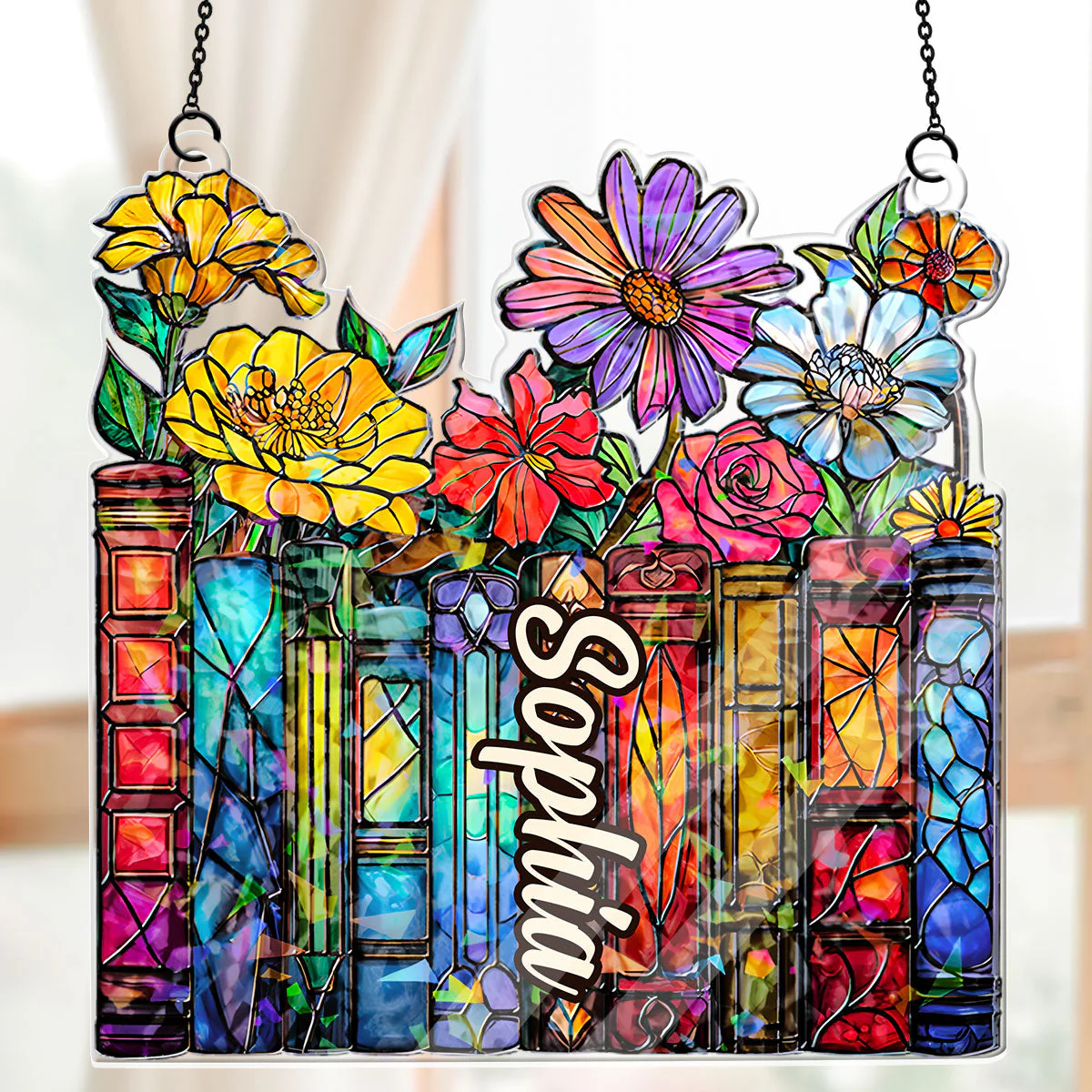 My Vintage Book Garden - Personalized Acrylic Suncatcher - Gift For Her, Book Lovers HH01 - Image 4