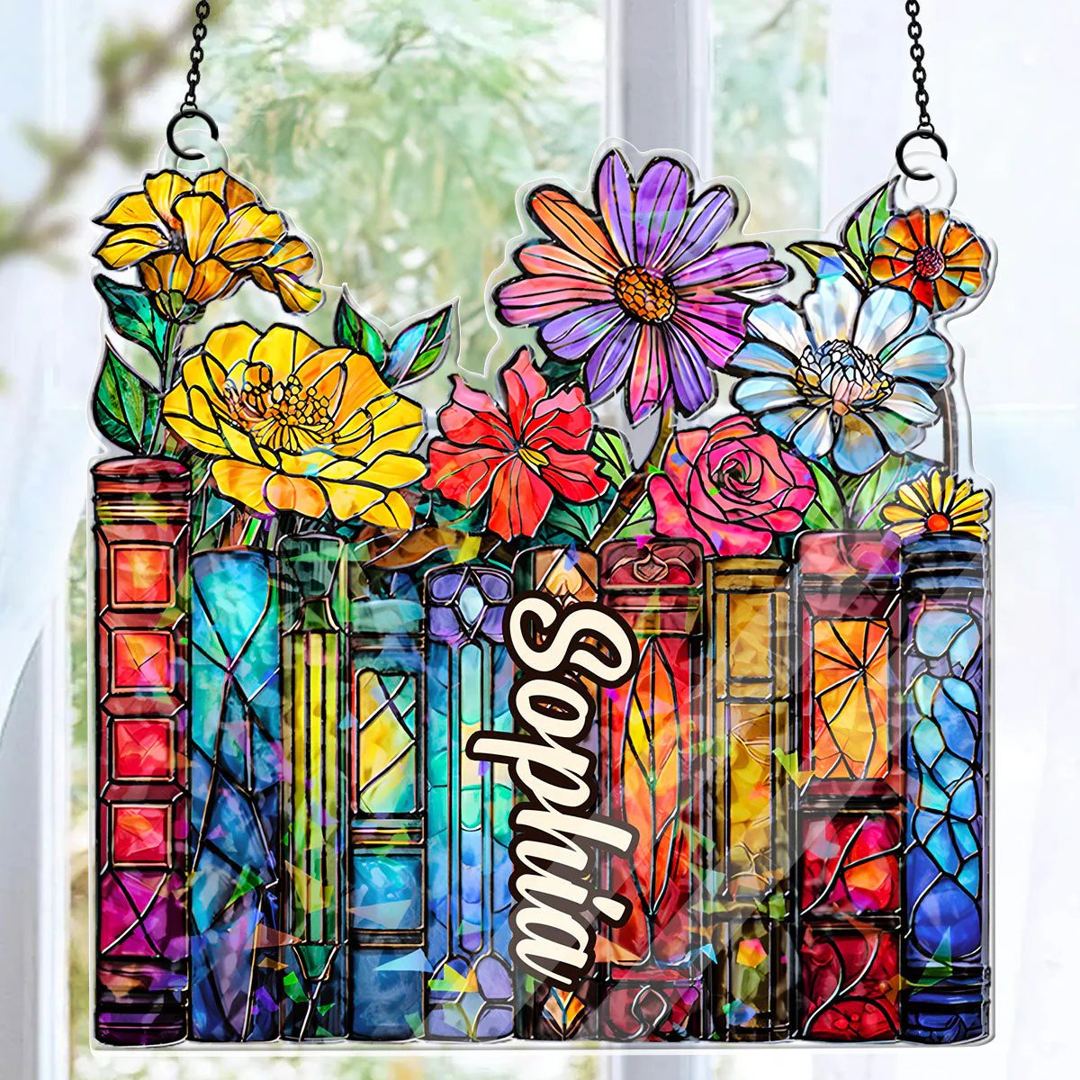 My Vintage Book Garden - Personalized Acrylic Suncatcher - Gift For Her, Book Lovers HH01 - Image 5