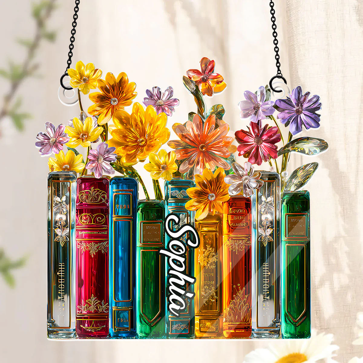 My Vintage Book Garden - Personalized Acrylic Suncatcher - Gift For Her, Book Lovers HH01 - Image 2