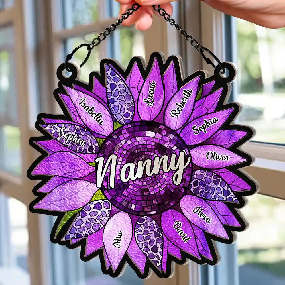 Nana Auntie Mom Family Sunflower - Personalized Window Hanging Window Hanging Suncatcher Ornament - Gift For Mom, Grandma, Mothers Day - NA94 - Image 3