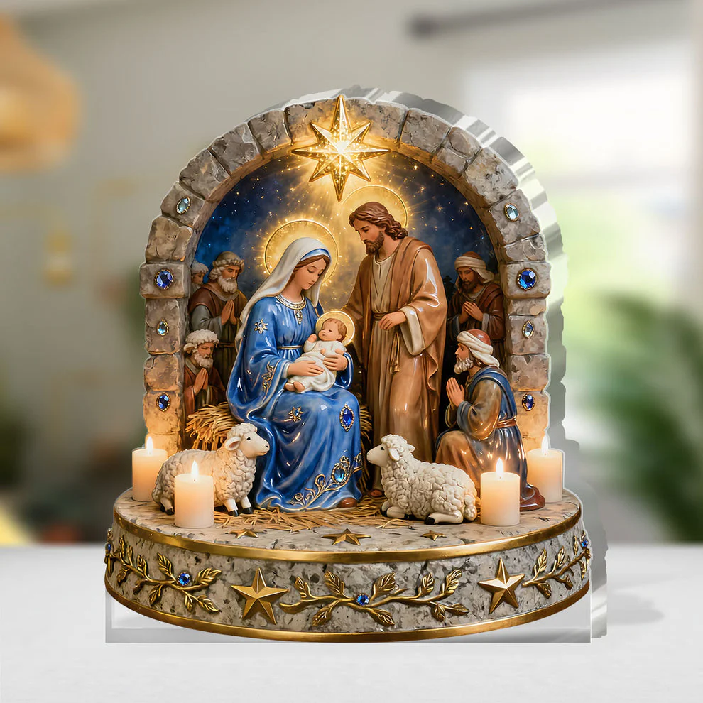 Nativity Figurine - Personalized Acrylic Plaque - Gift for Christmas, For Family HL128 - Image 4