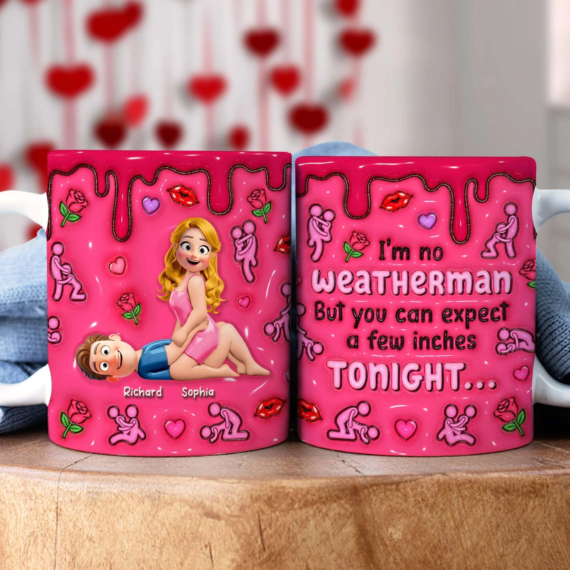Naughty Couple You Can Expect A Few Inches Tonight - Personalized White Edge-to-Edge Mug - Gift For Couples | GR10 NL122