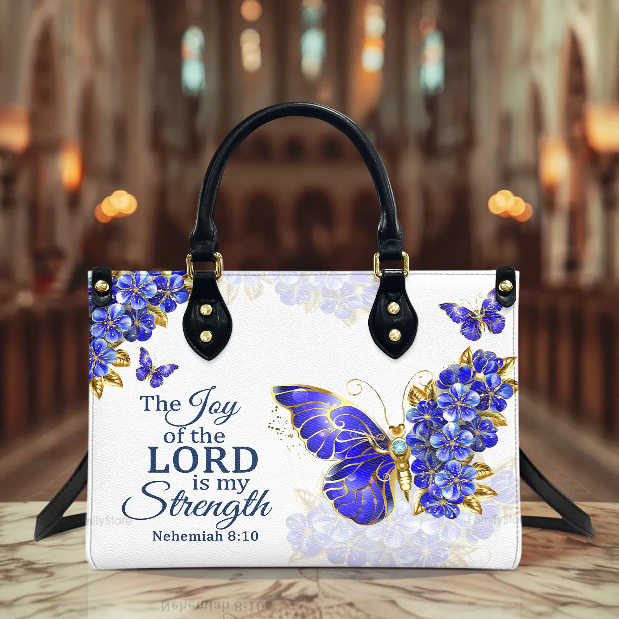 Nehemiah 810 The Joy Of The Lord Is My Strength - Thoughtful Gift For Christians - Personalized Leather Handbag With Handle - AT4080919
