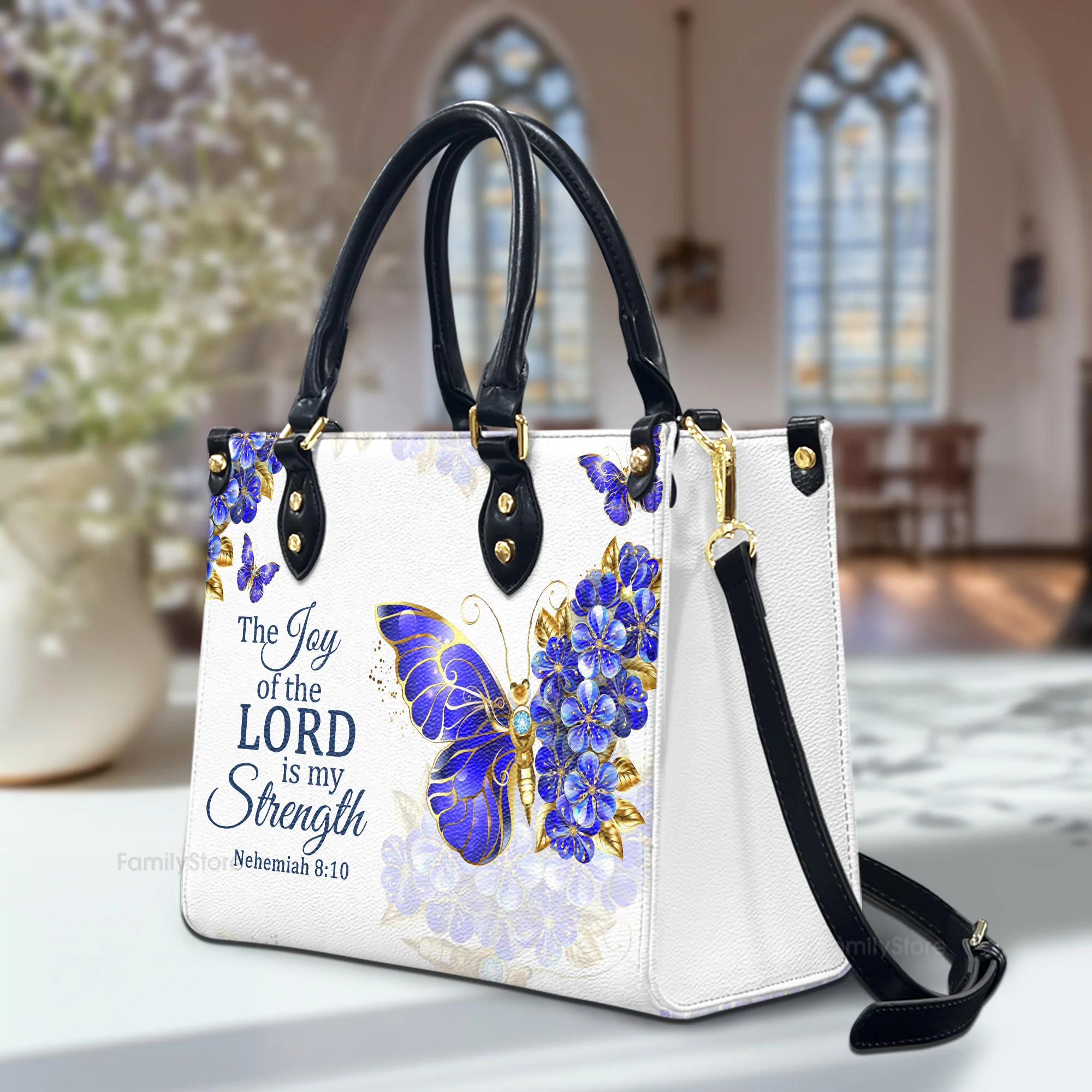 Nehemiah 810 The Joy Of The Lord Is My Strength - Thoughtful Gift For Christians - Personalized Leather Handbag With Handle - AT4080919 - Image 3