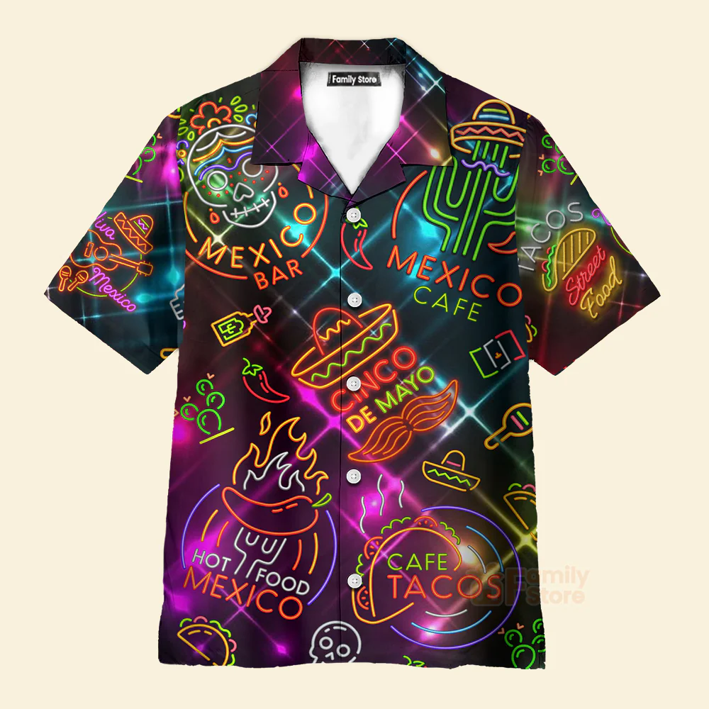 Neon Mexican Party Cinco De Mayo Aloha - Hawaiian Shirt - Image 3