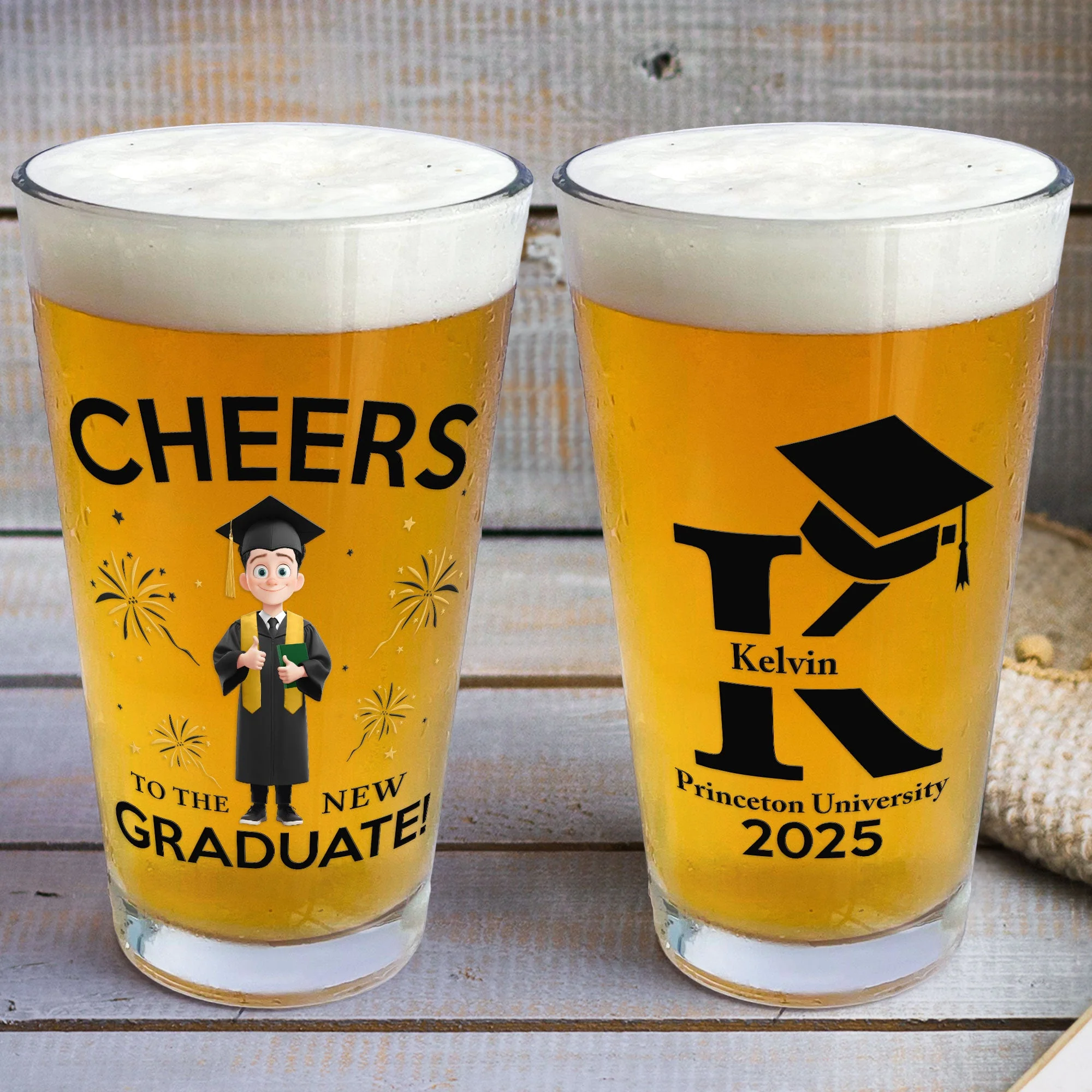 New Version Cheers To The New Graduate - Personalized Beer Glass - Graduation Gift | CLTC02 NA94 - Image 2