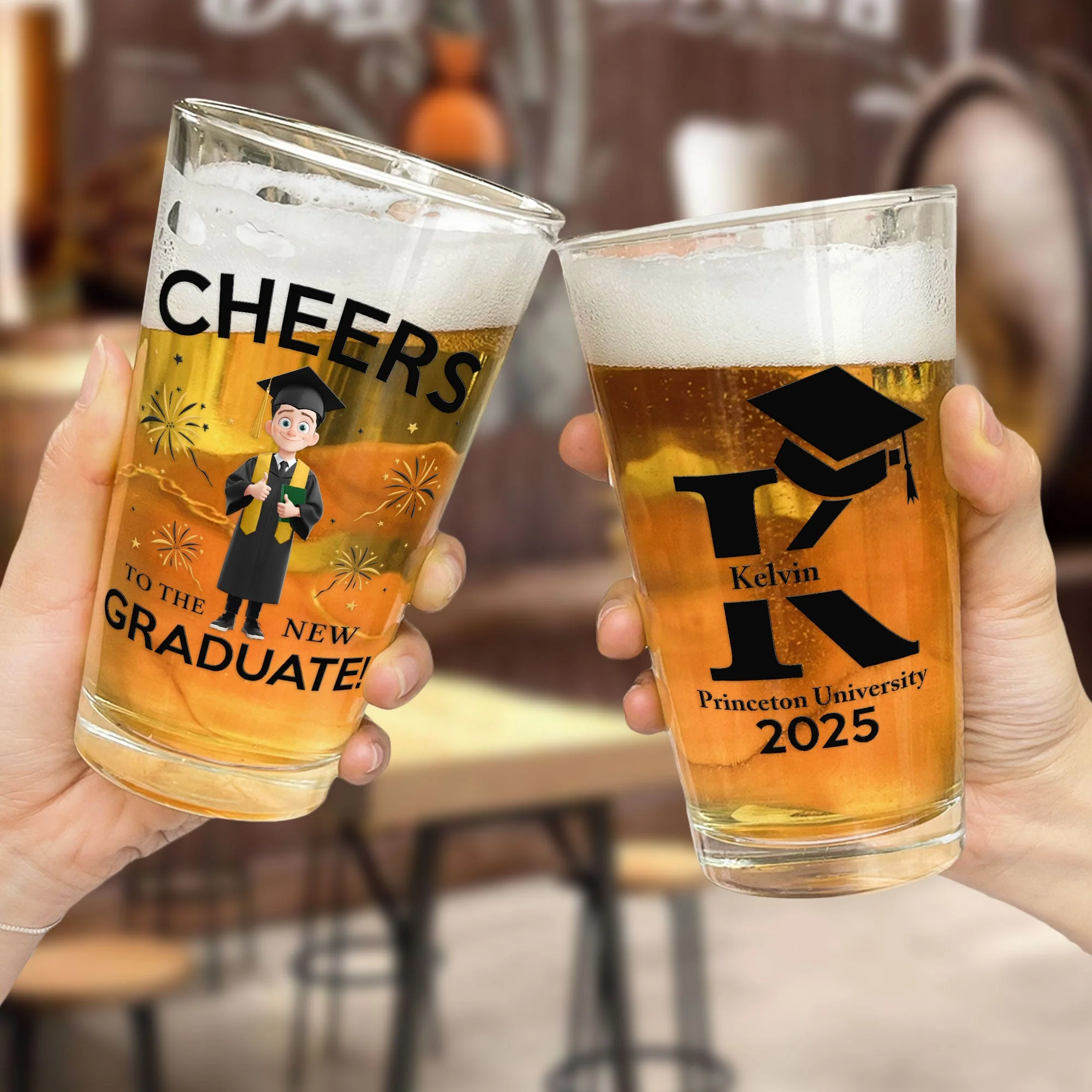 New Version Cheers To The New Graduate - Personalized Beer Glass - Graduation Gift | CLTC02 NA94 - Image 4