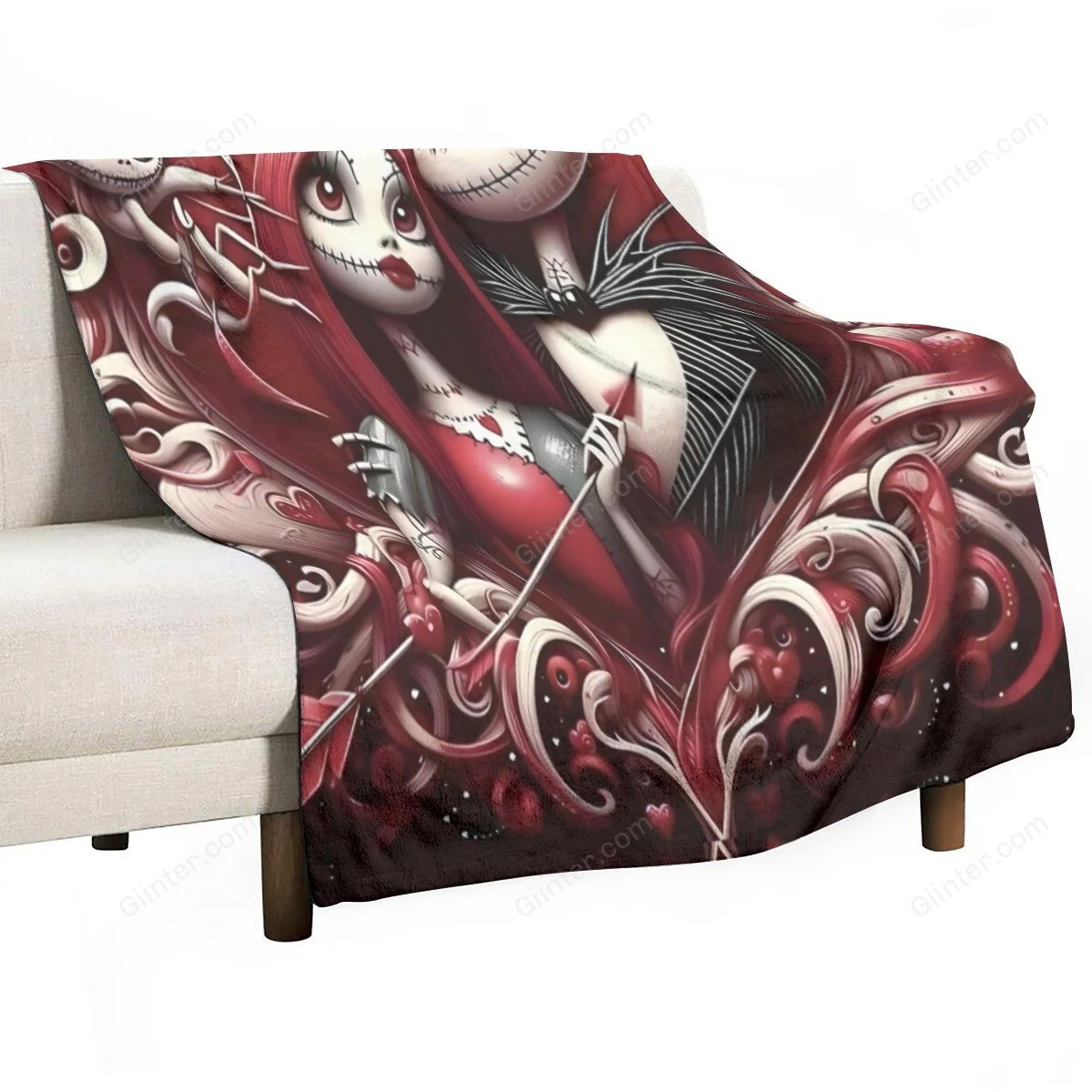 Gothic Skeleton Couple Nibc - Personalized Blanket NL122 - Image 2