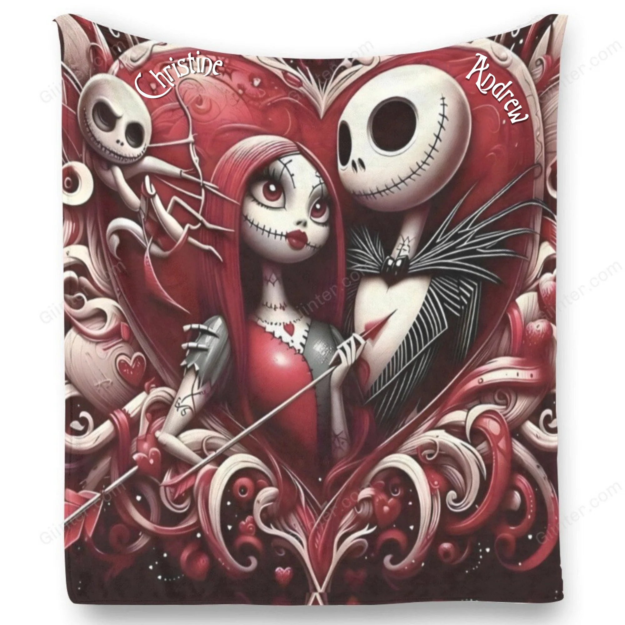 Gothic Skeleton Couple Nibc - Personalized Blanket NL122 - Image 3