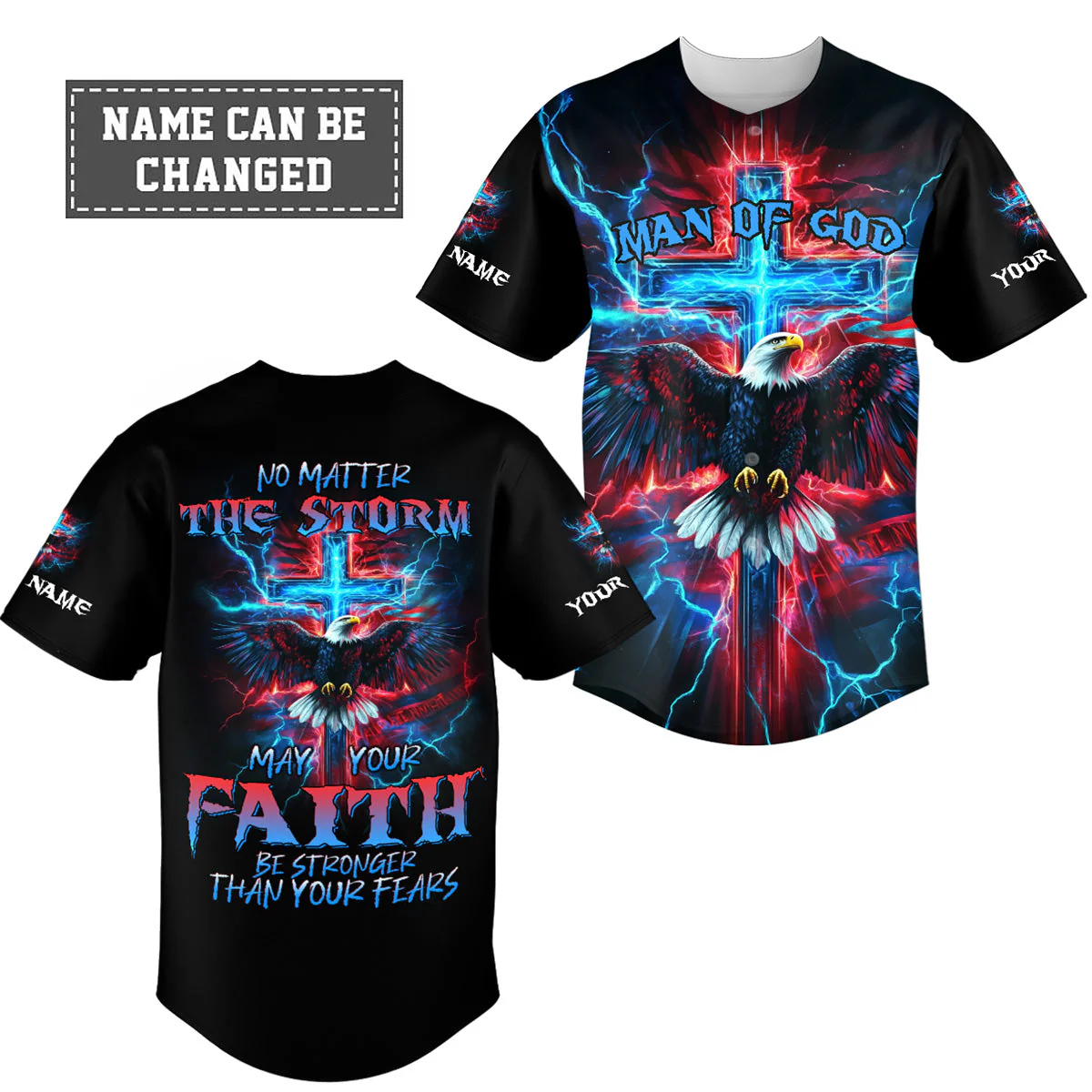 No Matter The Storm Custom Name Baseball Jersey - Christant Gift For Him