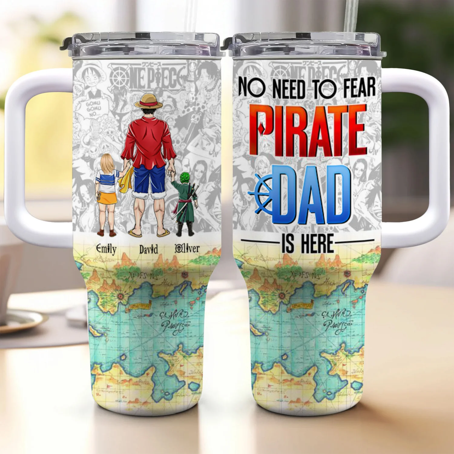One Piece No Need To Fear Pirate Dad Is Here - Gift For Father's Day, Dad, Husband - Personalized 40oz Tumbler Cup With Straw CL11 NA94
