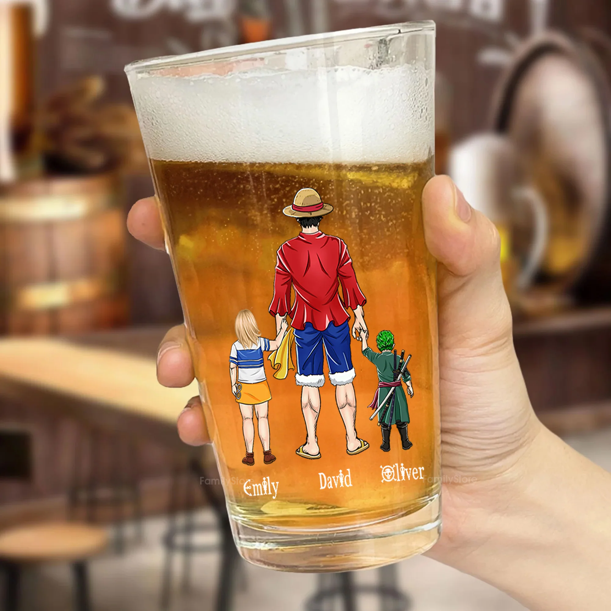 No Need To Fear Pirate Dad Is Here - Personalized Beer Glass - Gift for Dad, Grandpa, Husband | CL11.V1 NH96 - Image 3