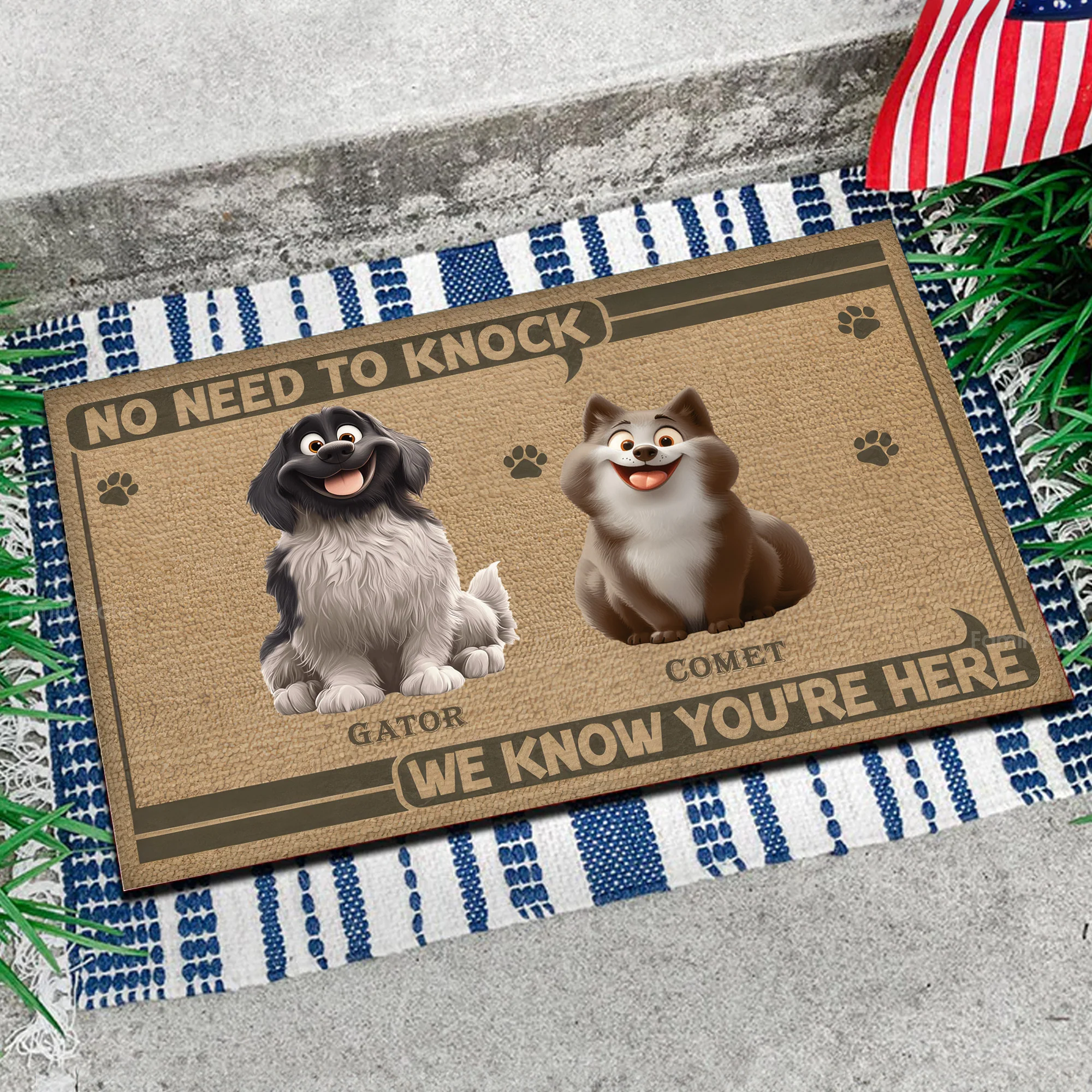No Need To Knock We Know You're Here Caroon Dog - Personalized Doormat - Gift for Pet Owners, Pet Lovers, Dog Mom, Dog Dad | CLP15 NH96 - Image 3
