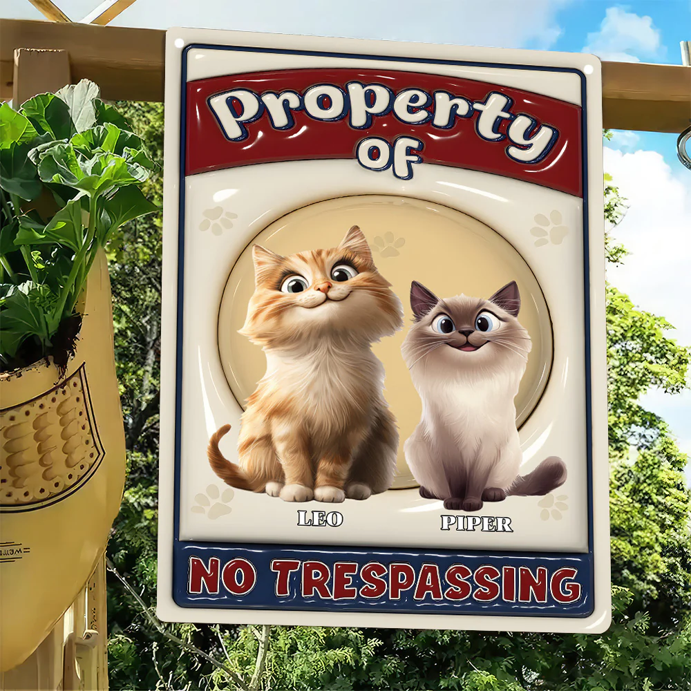 No Trespassing Cartoon Cat Version - Personalized 3D Inflated Effect Metal Sign - Gift For Cat Lovers | CLP15 NA94 - Image 3