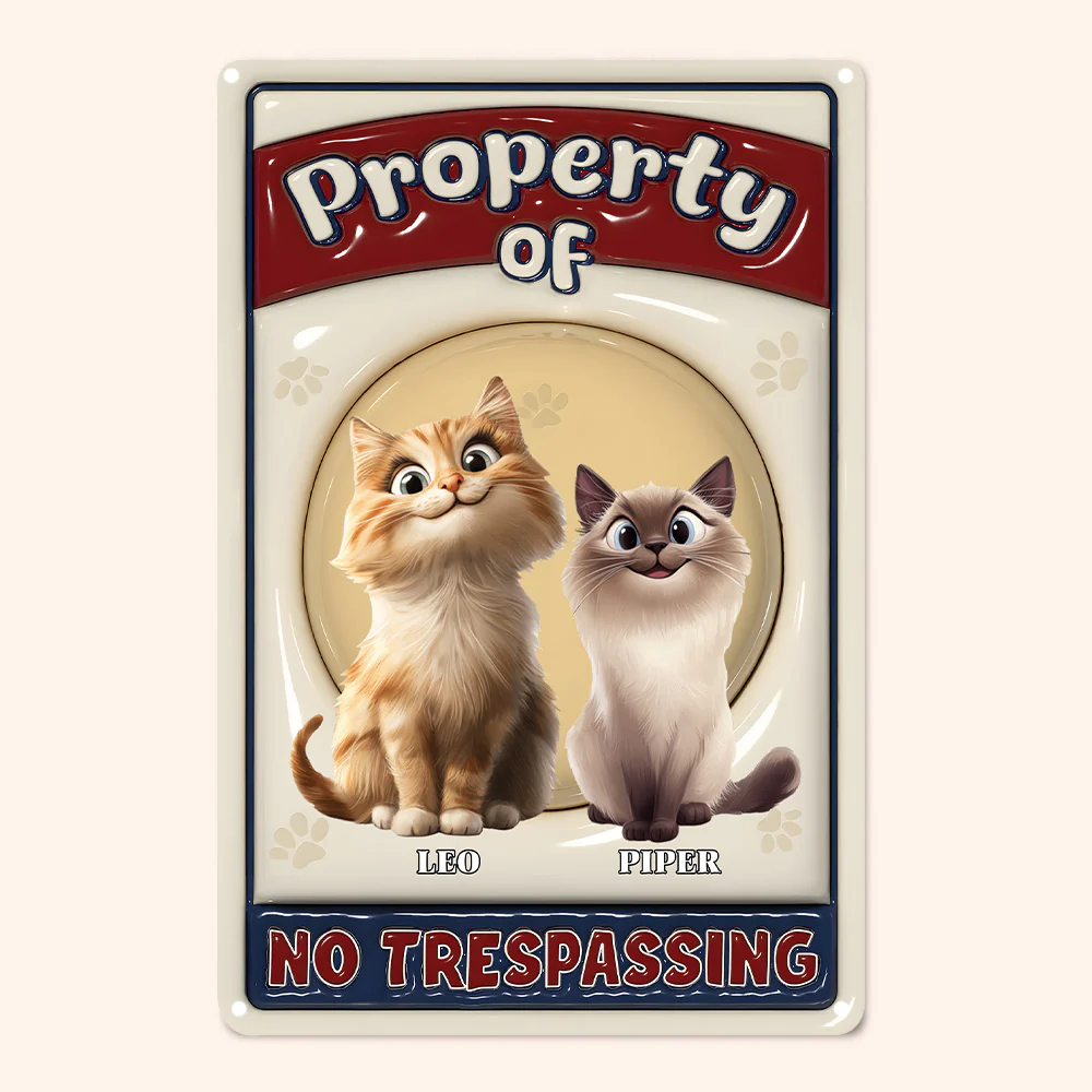 No Trespassing Cartoon Cat Version - Personalized 3D Inflated Effect Metal Sign - Gift For Cat Lovers | CLP15 NA94 - Image 4