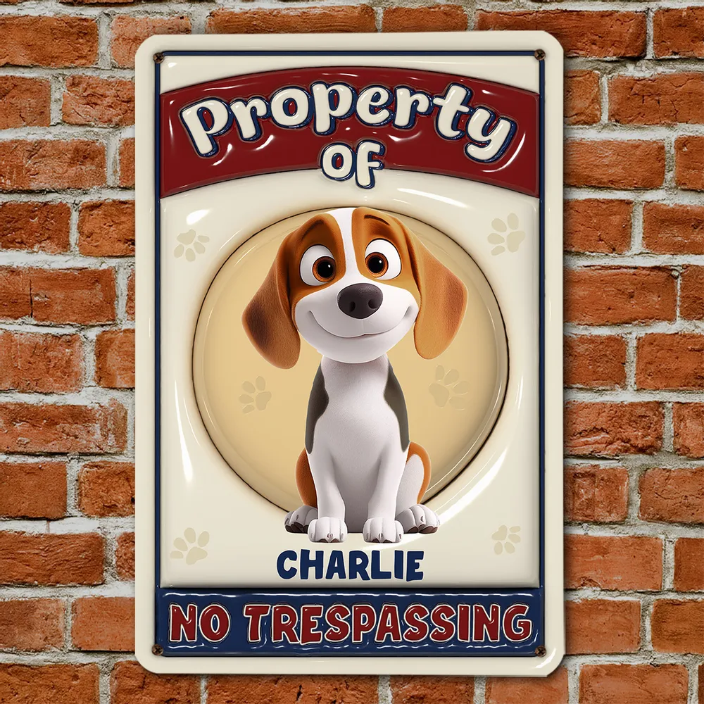 No Trespassing Property Of My Cartoon Dog - Personalized 3D Inflated Effect Metal Sign - Gift For Dog Lovers | CLP15 NA94 - Image 2