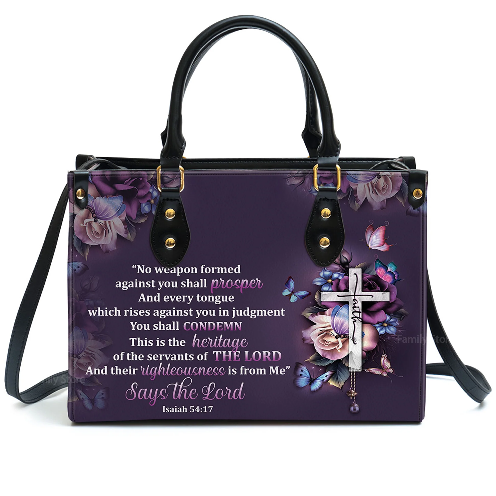 No Weapon Formed Against You Shall Prosper - Unique Personalized Leather Handbag - AT4081350 - Image 2