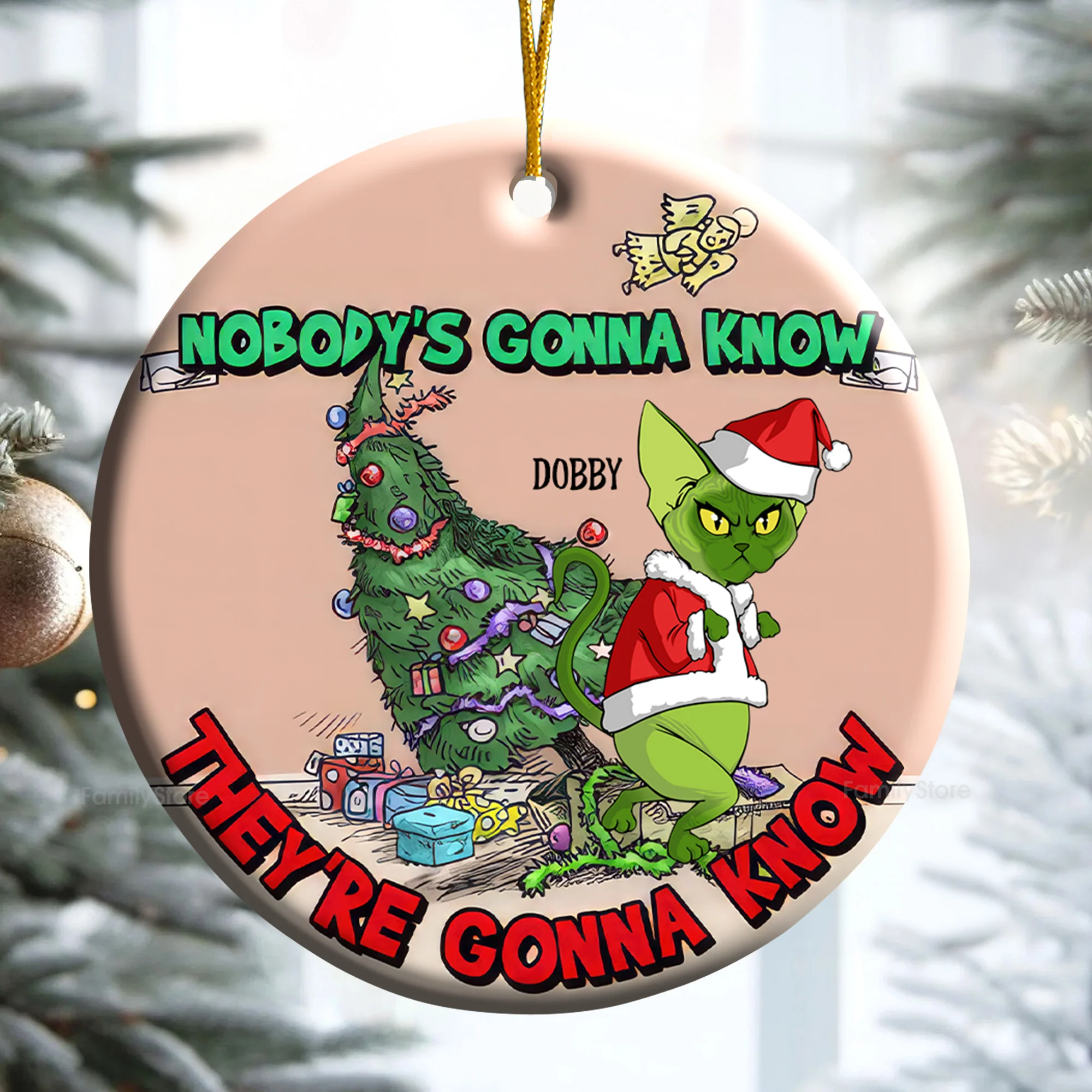 Nobody's Gonna Know They're Gonna Know Grinch Cats- Gift For Cat Lover, Pet Lovers - Personalized Ceramic Ornament - CL16 NH96 - Image 3