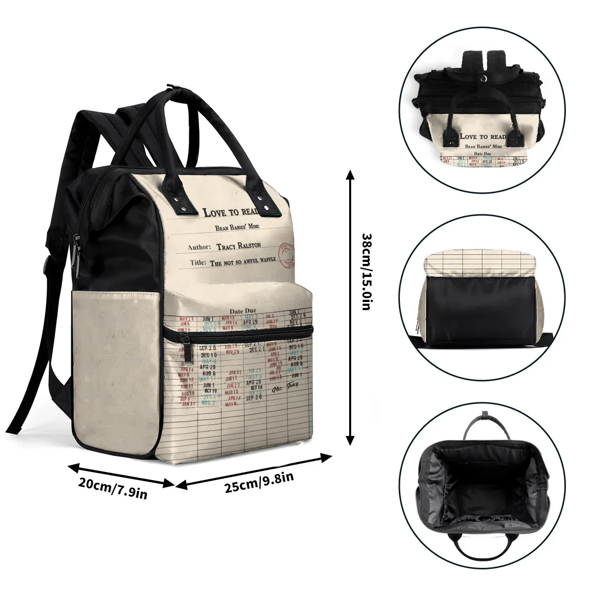 Nostalgic Library Card Due Date Stamp - Personalized Duckbilled Backpack - Image 5