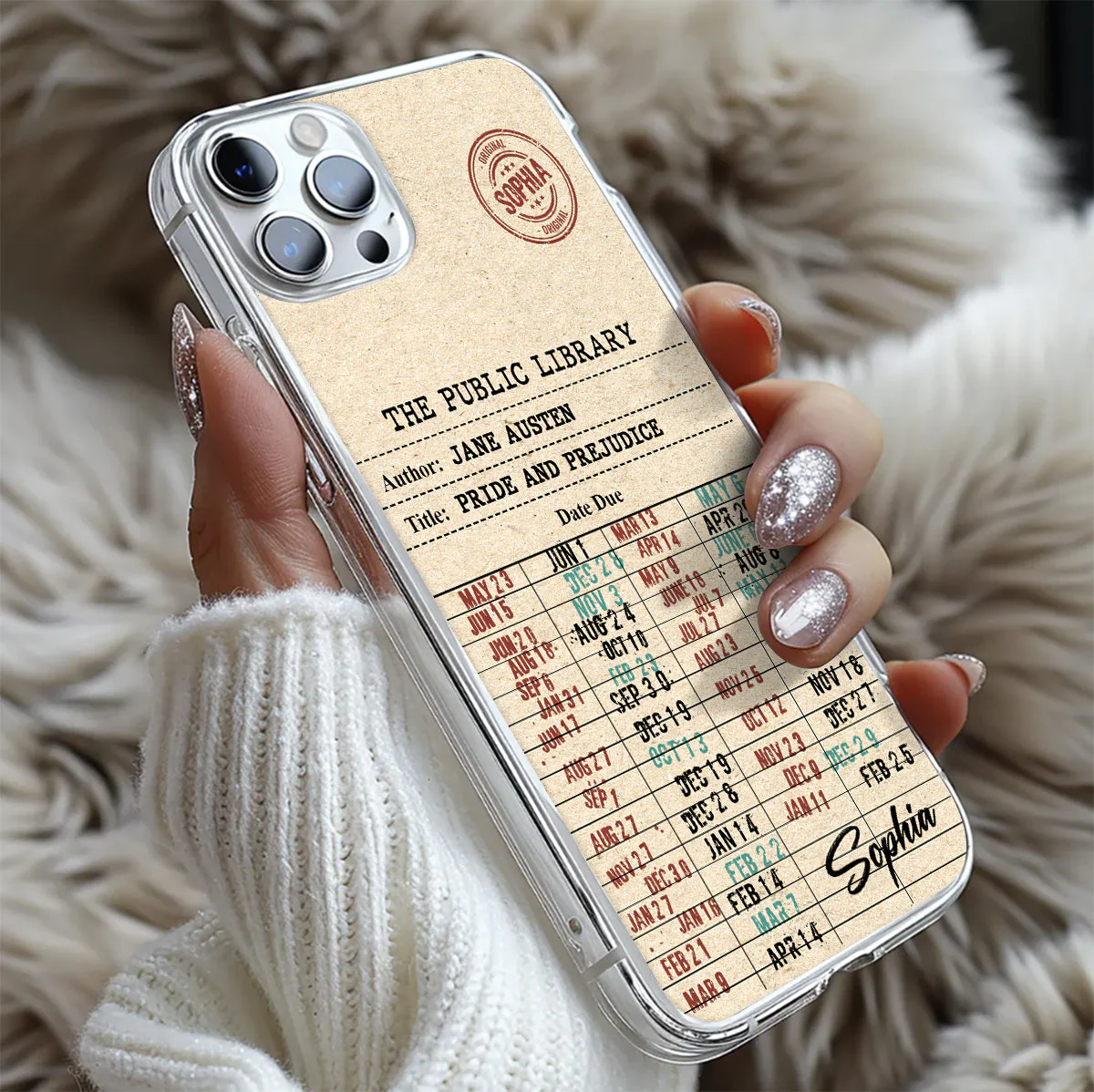 Nostalgic Library Due Date Card - Personalized Phone Case - Gift For Reader, Book Lover |HH01 - Image 5