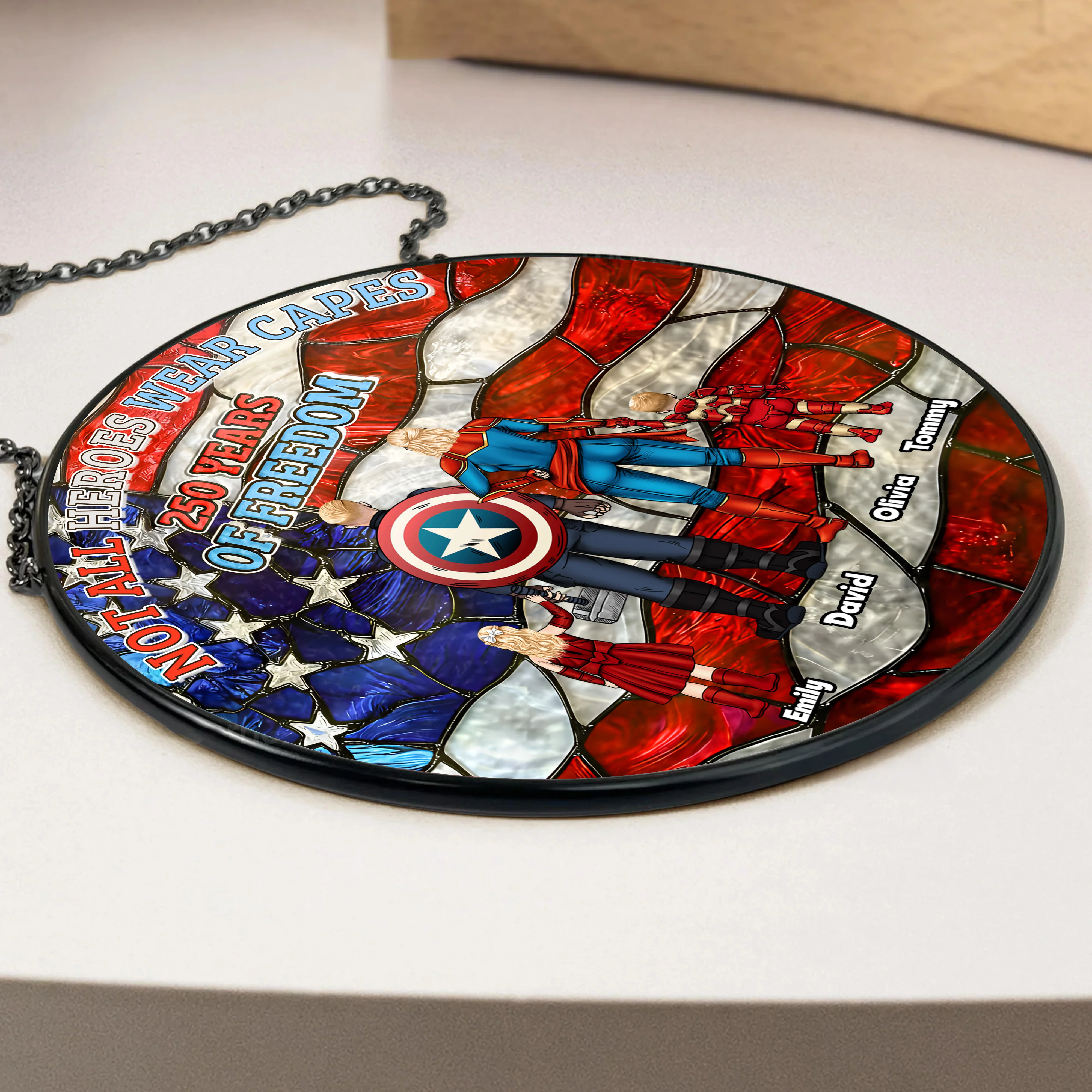Not All Heroes Wear Capes - Personalized Stained Glass Window Hanging Suncatcher - Patriotic Gift For Family | CL02 HN02 - Image 3