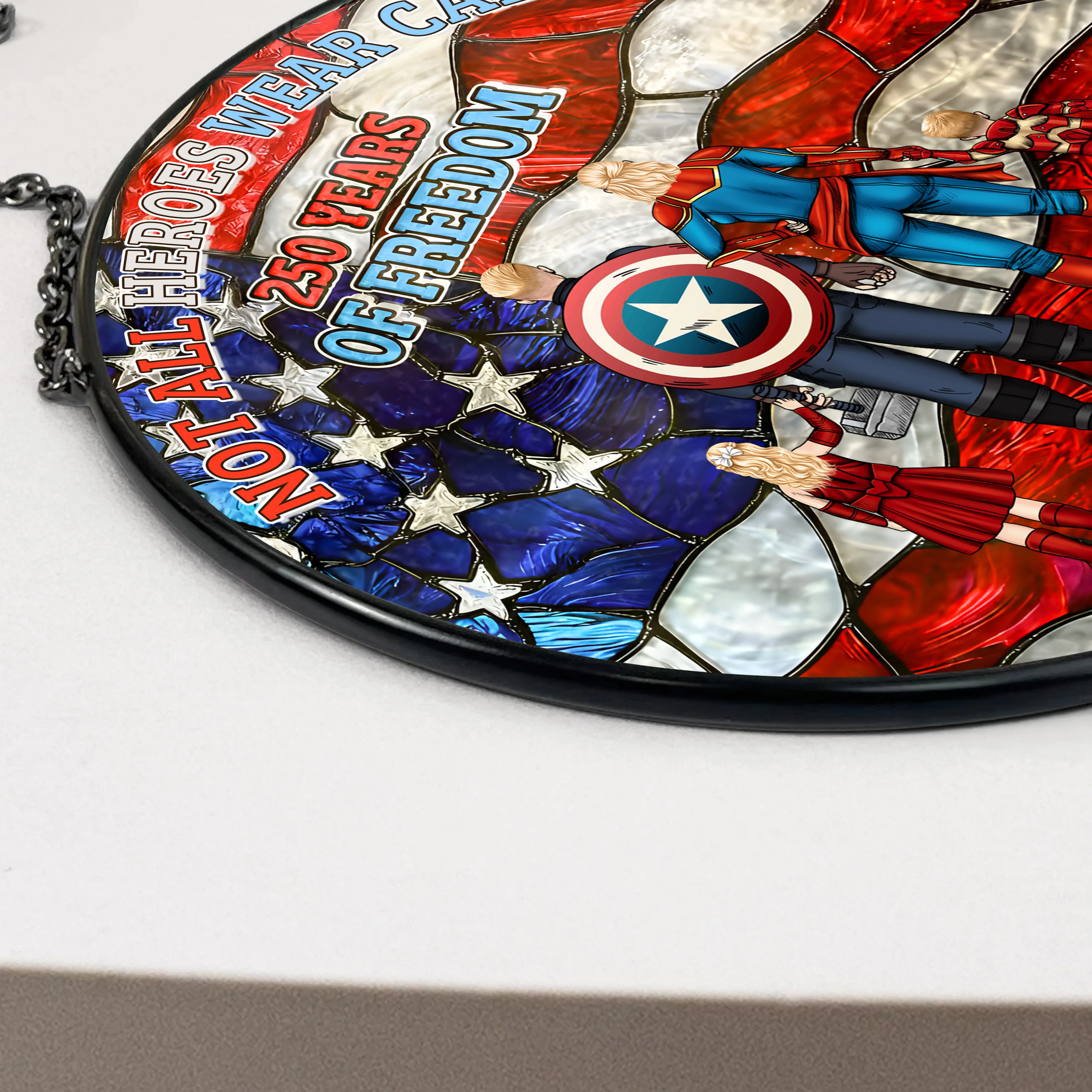 Not All Heroes Wear Capes - Personalized Stained Glass Window Hanging Suncatcher - Patriotic Gift For Family | CL02 HN02 - Image 4