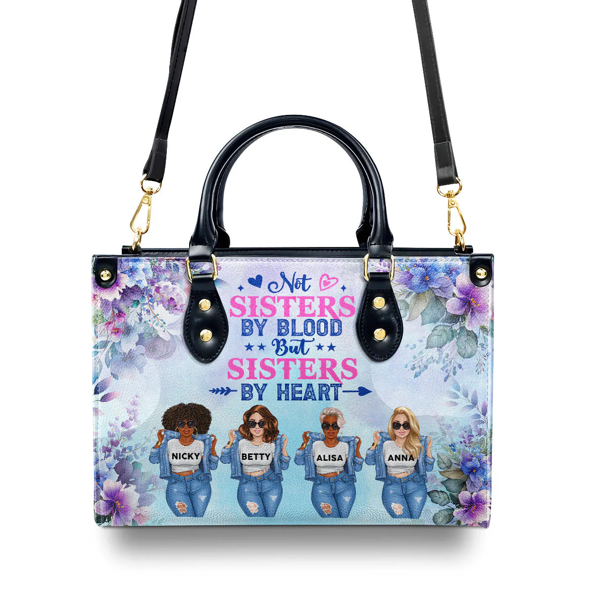 Not Sisters By Blood Sisters By Heart - Personalized Leather Handbag - Gift For Best Friends, Sisters HD95 - Image 4