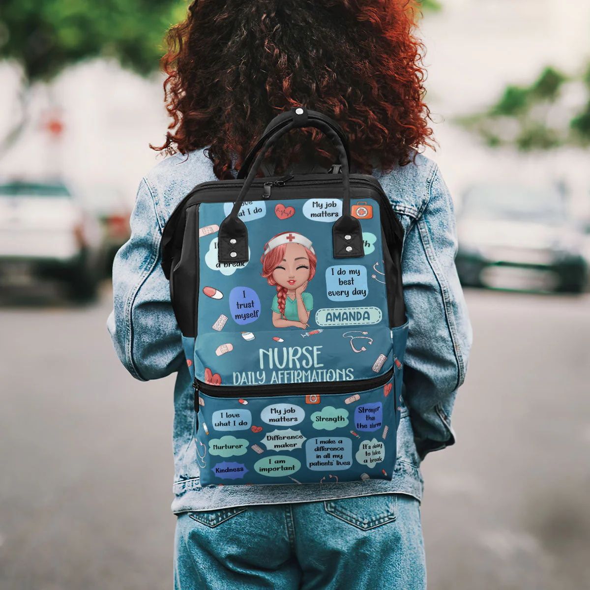 Nurse Daily Affirmations - Personalized Duckbilled Backpack - Gift For Nurse HN02 - Image 3