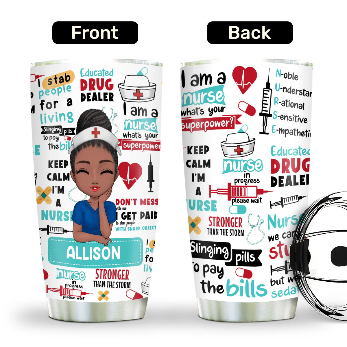 Nurse In Progress - Personalized Stainless Steel Tumbler - Gift For Nursing Students - Image 3
