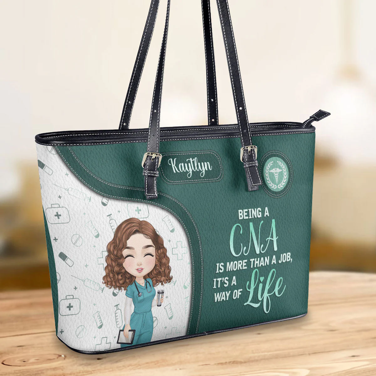 Nurse Job Is A Way Of Life - Personalized Leather Tote Bag - Gift For Nurse | NR4 HH01 - Image 3