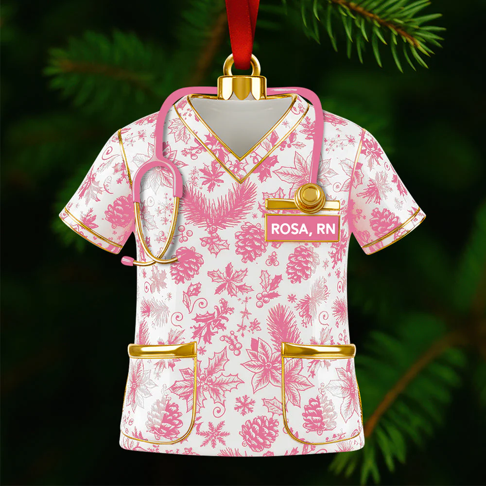 Nurse Toile de Jouy - Personalized Acrylic Ornament - Christmas Gift For Nurse NL122