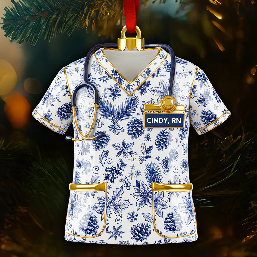 Nurse Toile de Jouy - Personalized Acrylic Ornament - Christmas Gift For Nurse NL122 - Image 3