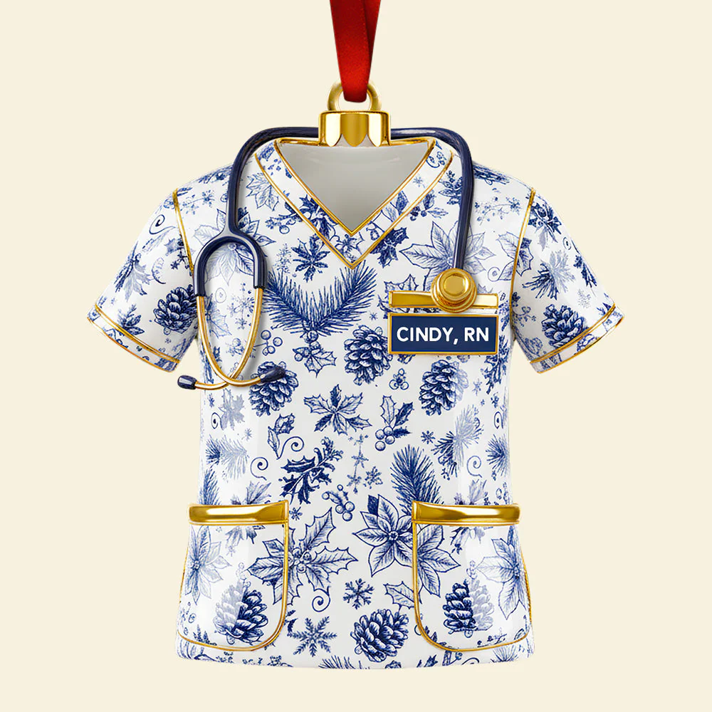 Nurse Toile de Jouy - Personalized Acrylic Ornament - Christmas Gift For Nurse NL122 - Image 4