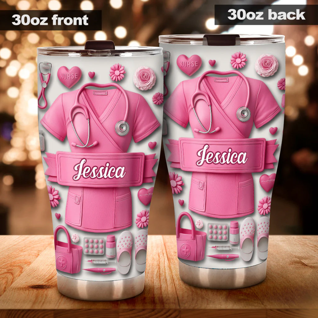 Nursing Is A Work Of Heart - Personalized Tumbler - Gift For Nurse HN02 - Image 2