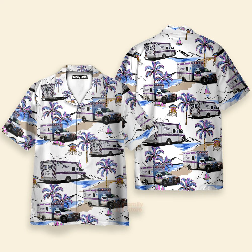NYU Langone Health EMS Ambulance, New York City, New York Hawaiian Shirt - Image 2