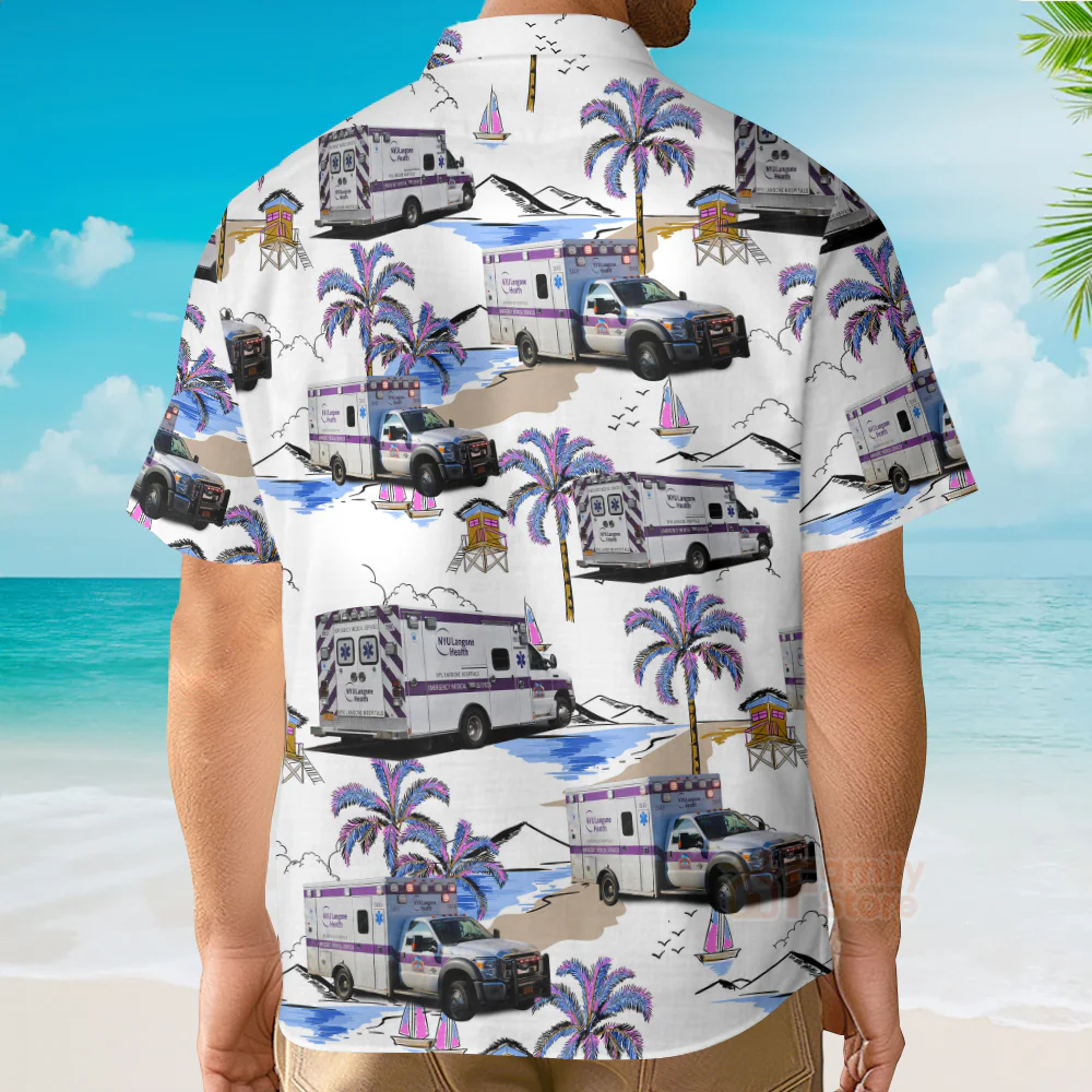 NYU Langone Health EMS Ambulance, New York City, New York Hawaiian Shirt - Image 3