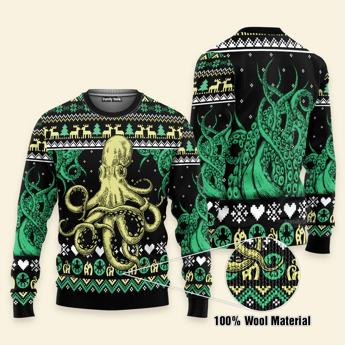 Octopus Cool Funny Ugly Christmas Sweater - Image 3