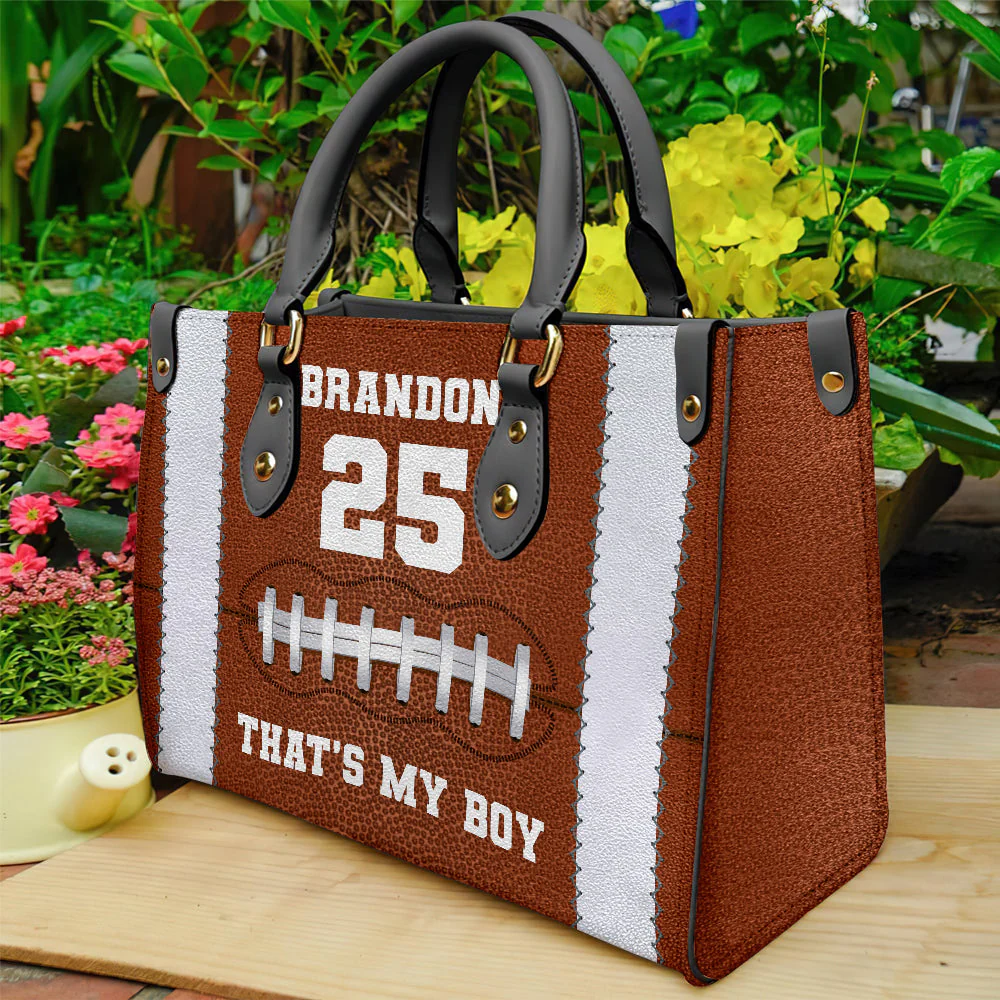 Oh That's My Boy - Personalized Leather HandBag - Gift For Mother, Grandma, Grandmother, Mother's Day | NA94 - Image 3