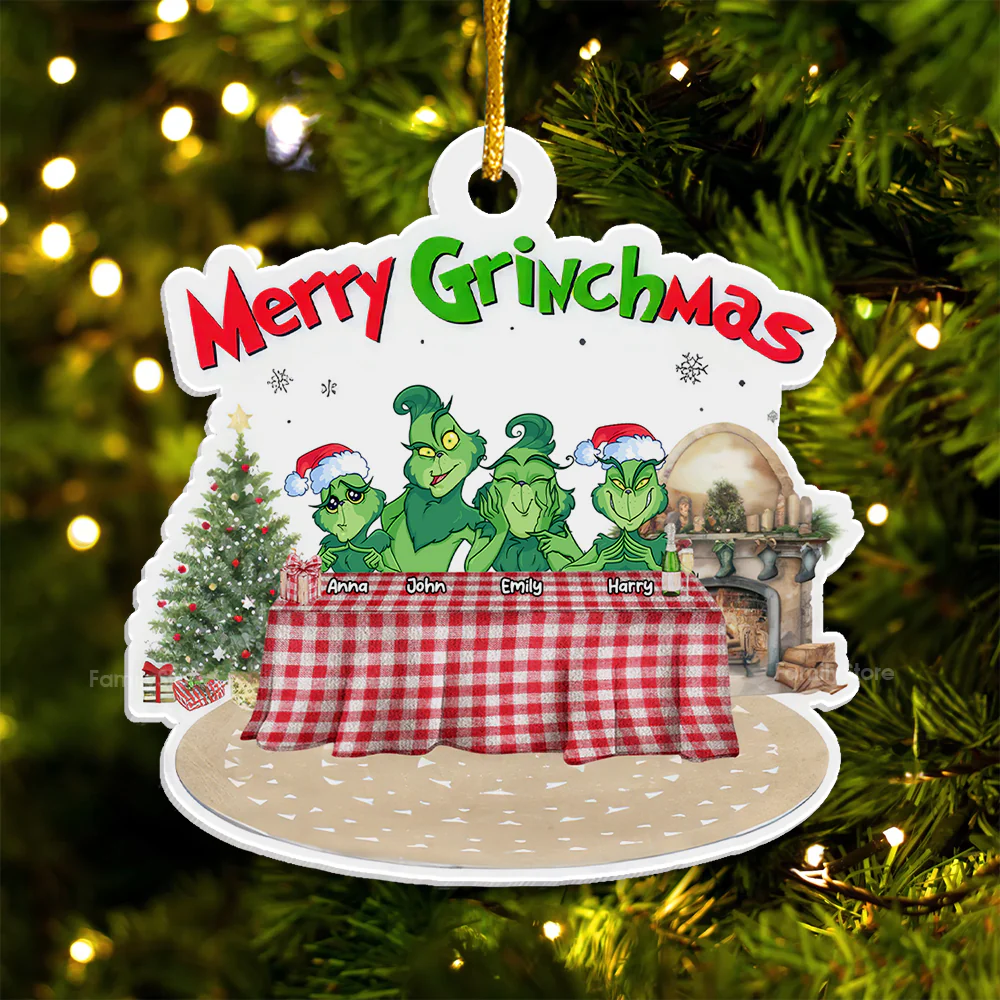 On My Way To The Grinch Party - Gift For Family Members - Personalized Acrylic Ornament  - CL27 NA94 - Image 5